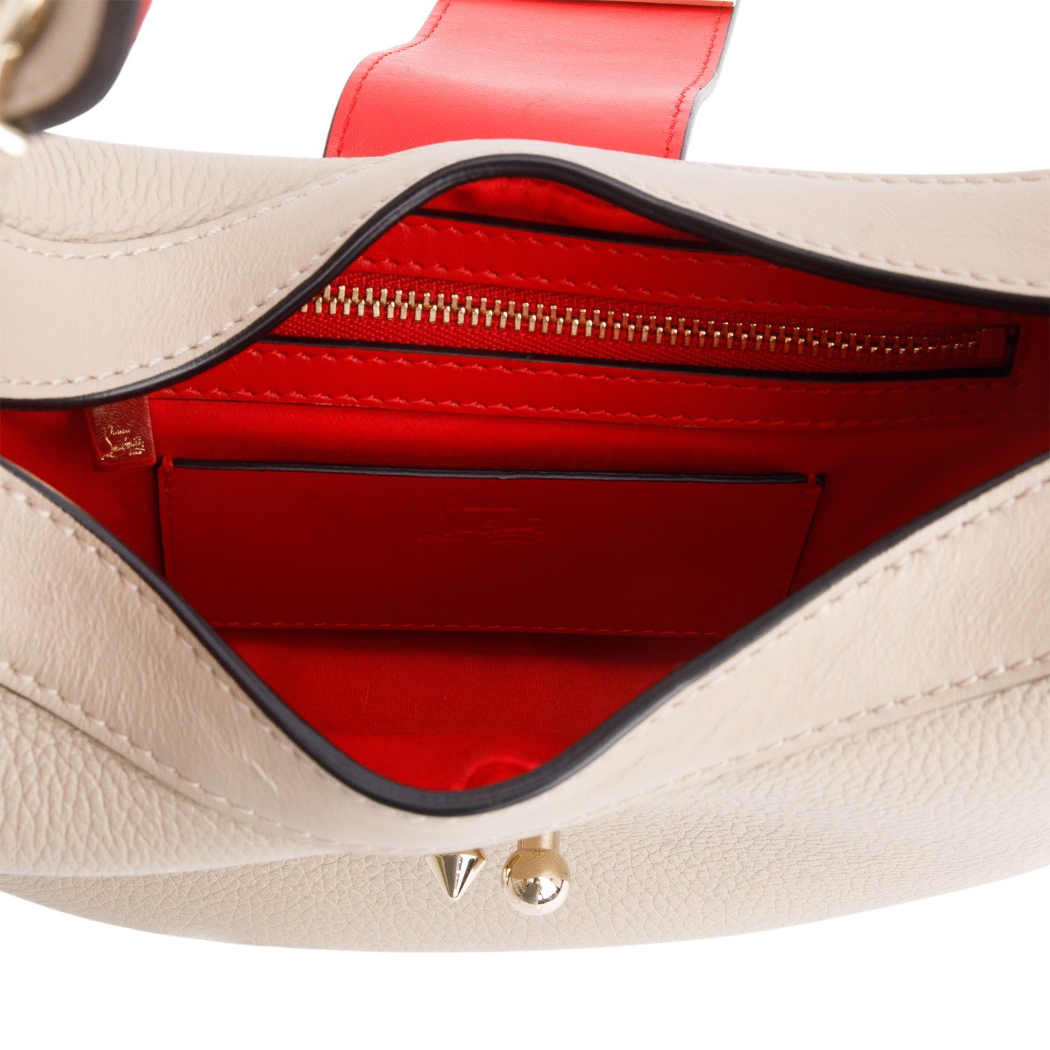 Christian Louboutin Beige Grainy Calfskin Carasky Mini Shoulder Bag