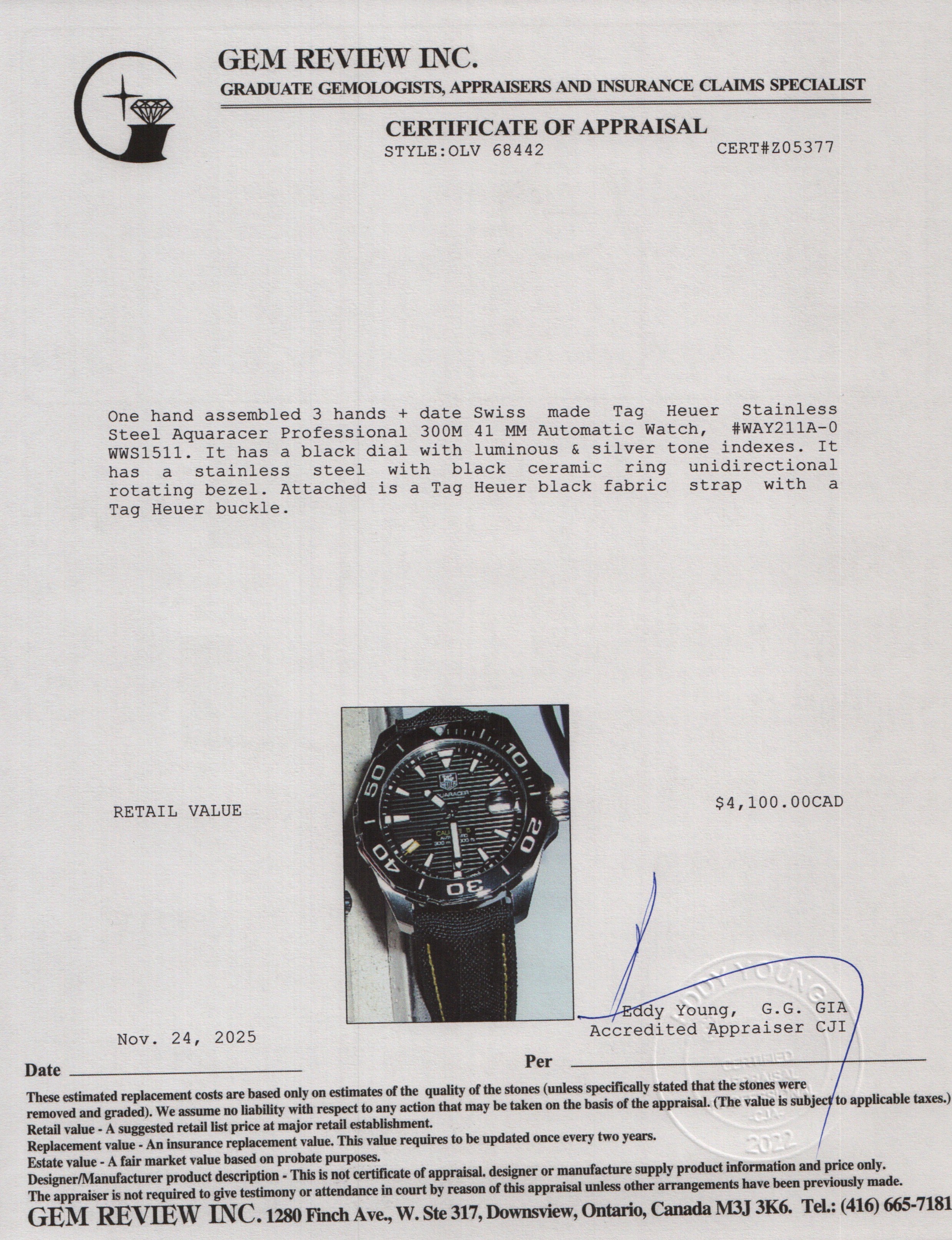 Tag Heuer Stainless Steel Aquaracer Professional 300M 41 MM Automatic Watch WAY211A-0