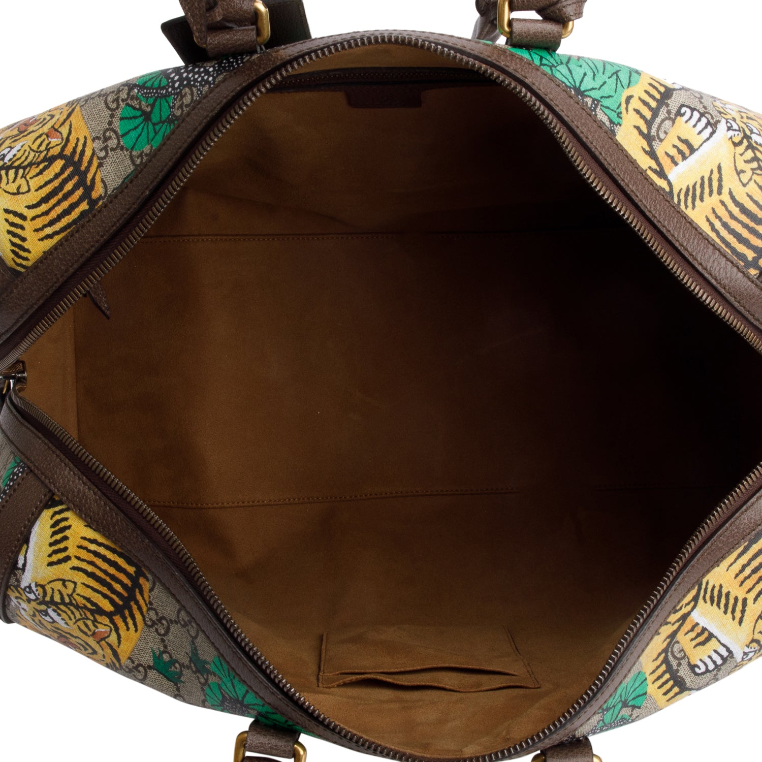 Gucci GG Supreme Monogram Bengal Web Boston Duffel Bag w/ Strap