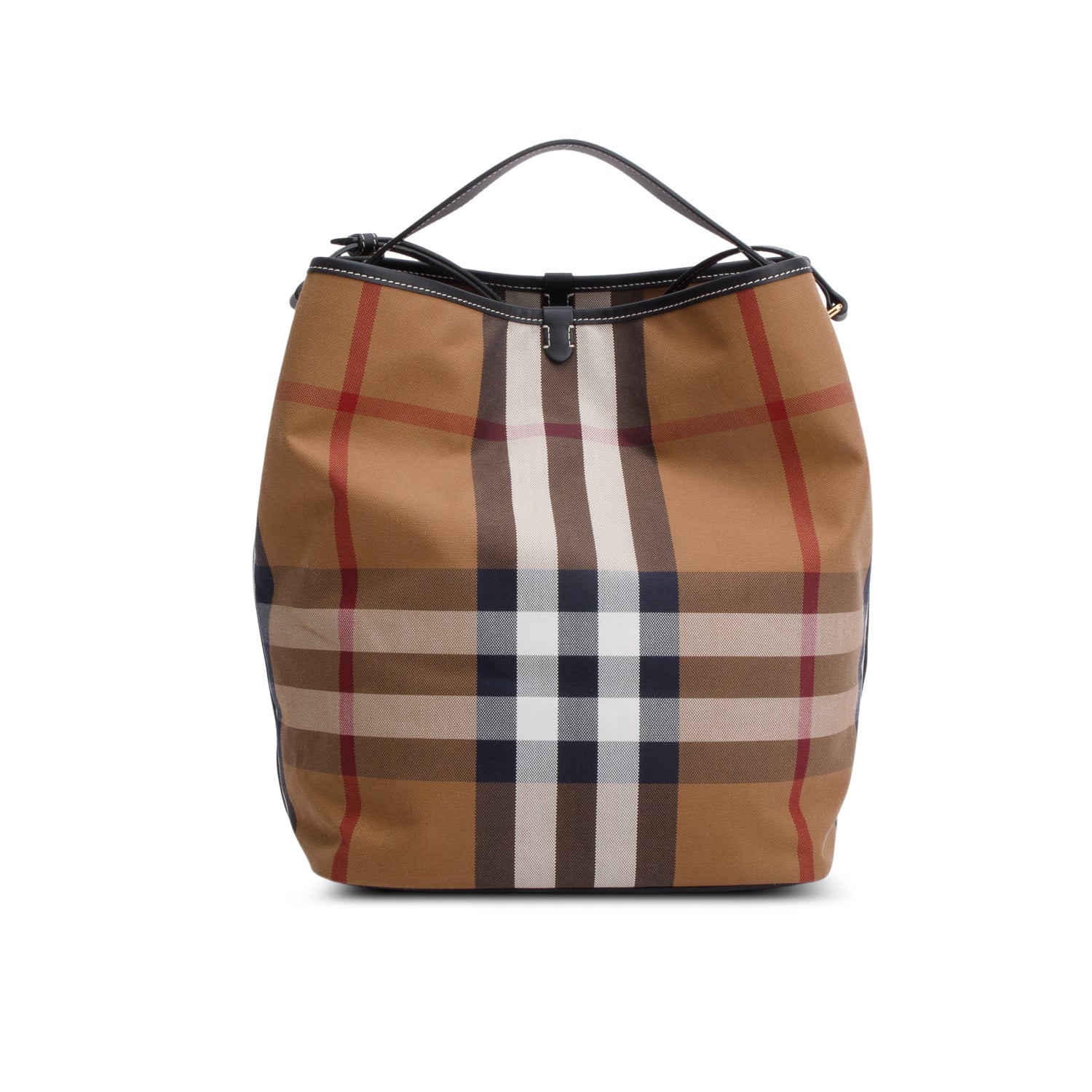 Burberry Brown Canvas Ashby Check Bucket Bag