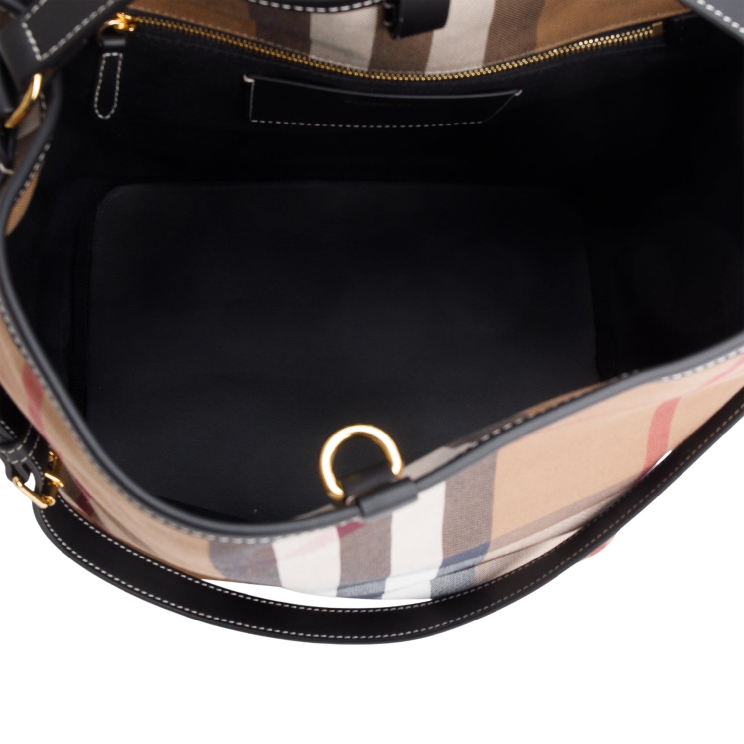 Burberry Brown Canvas Ashby Check Bucket Bag