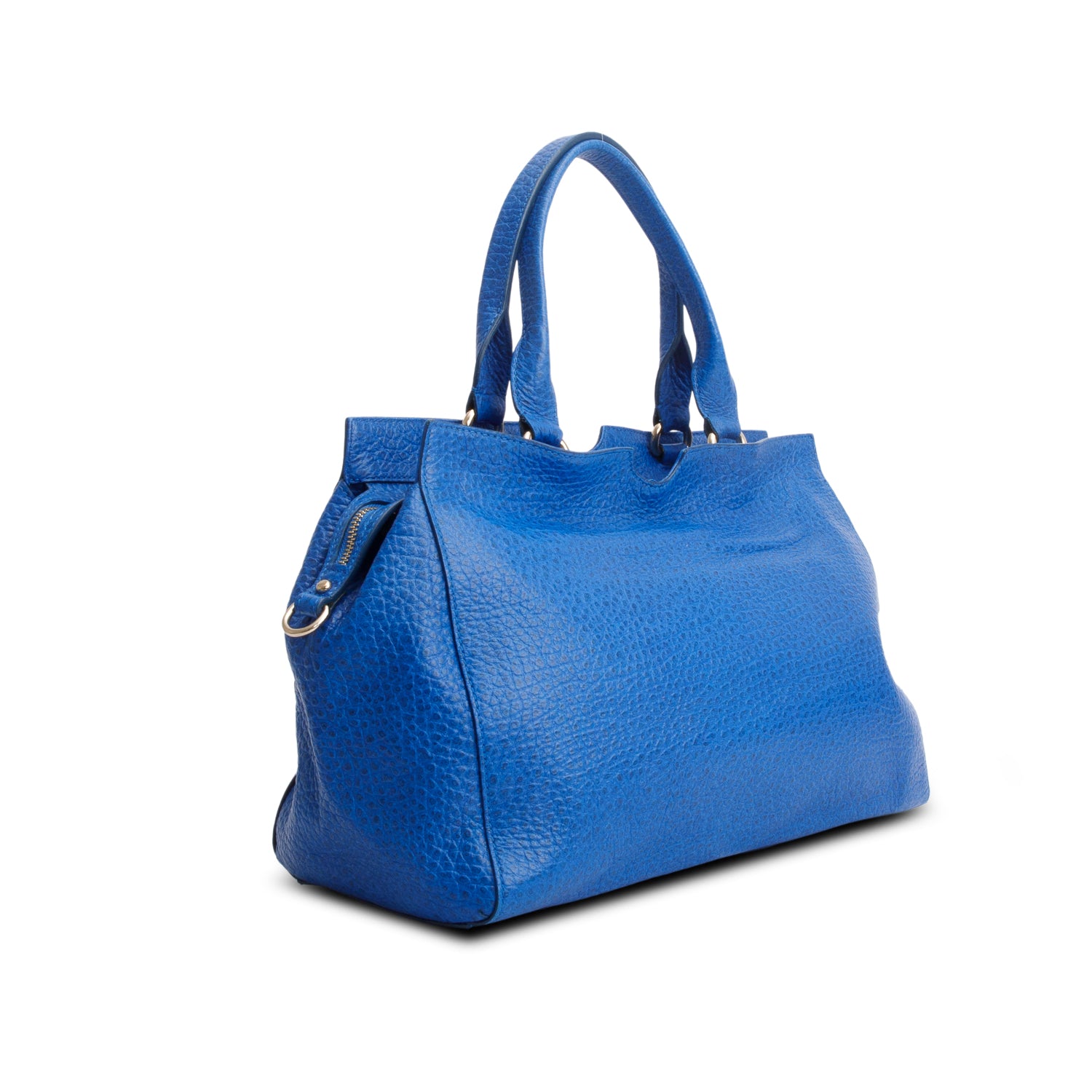 Versace Blue Vitello Leather Stampa Bufalo Bag w/ Strap