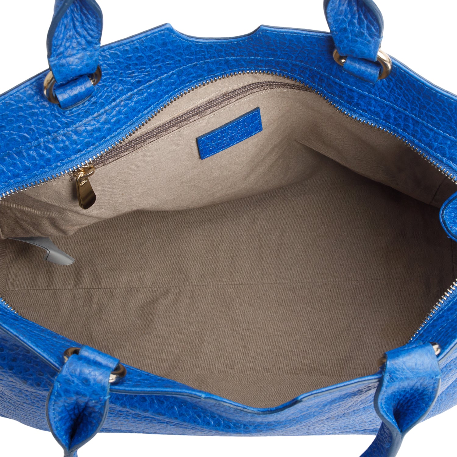 Versace Blue Vitello Leather Stampa Bufalo Bag w/ Strap