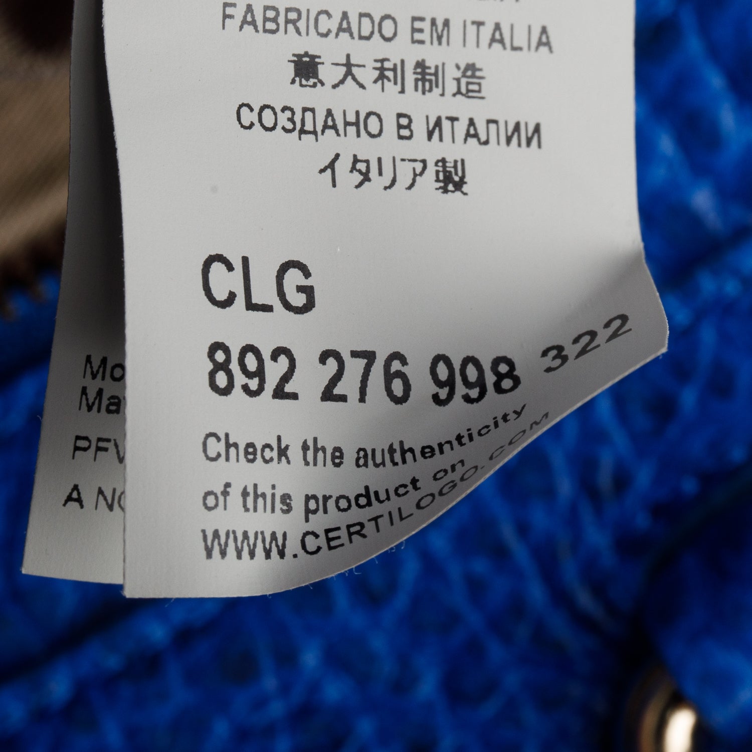 Versace Blue Vitello Leather Stampa Bufalo Bag w/ Strap