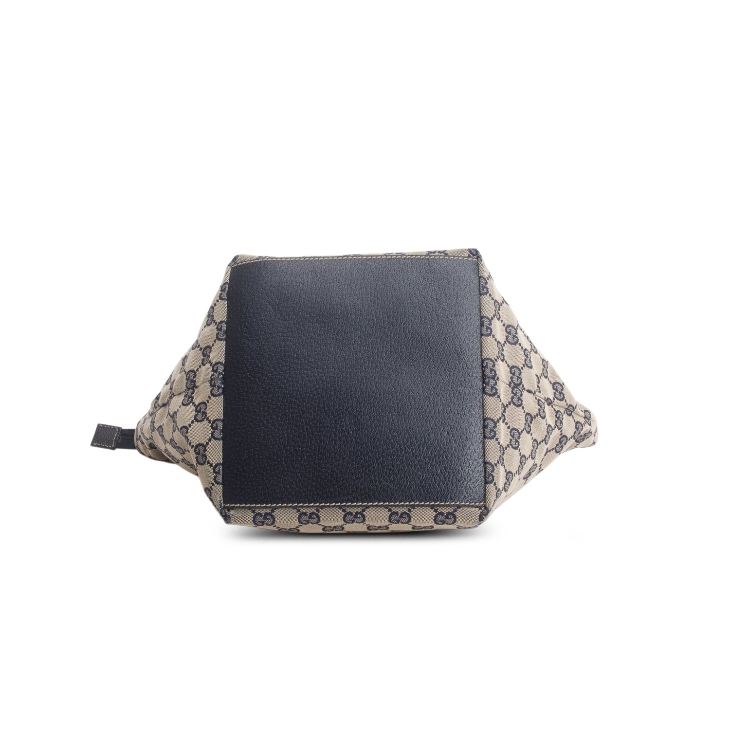 Gucci Navy Monogram Small Web Handle Bucket Tote