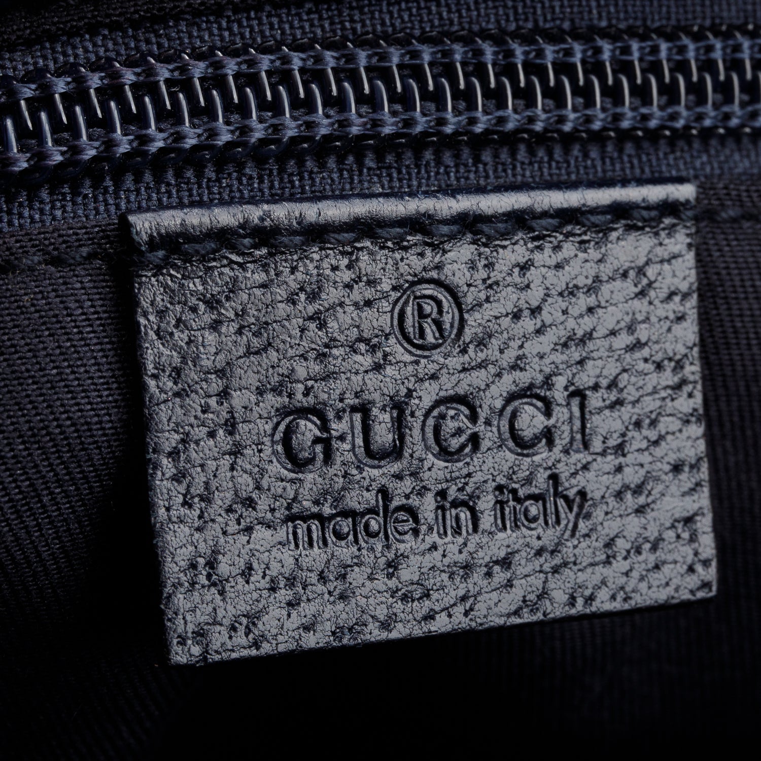 Gucci Navy Monogram Small Web Handle Bucket Tote