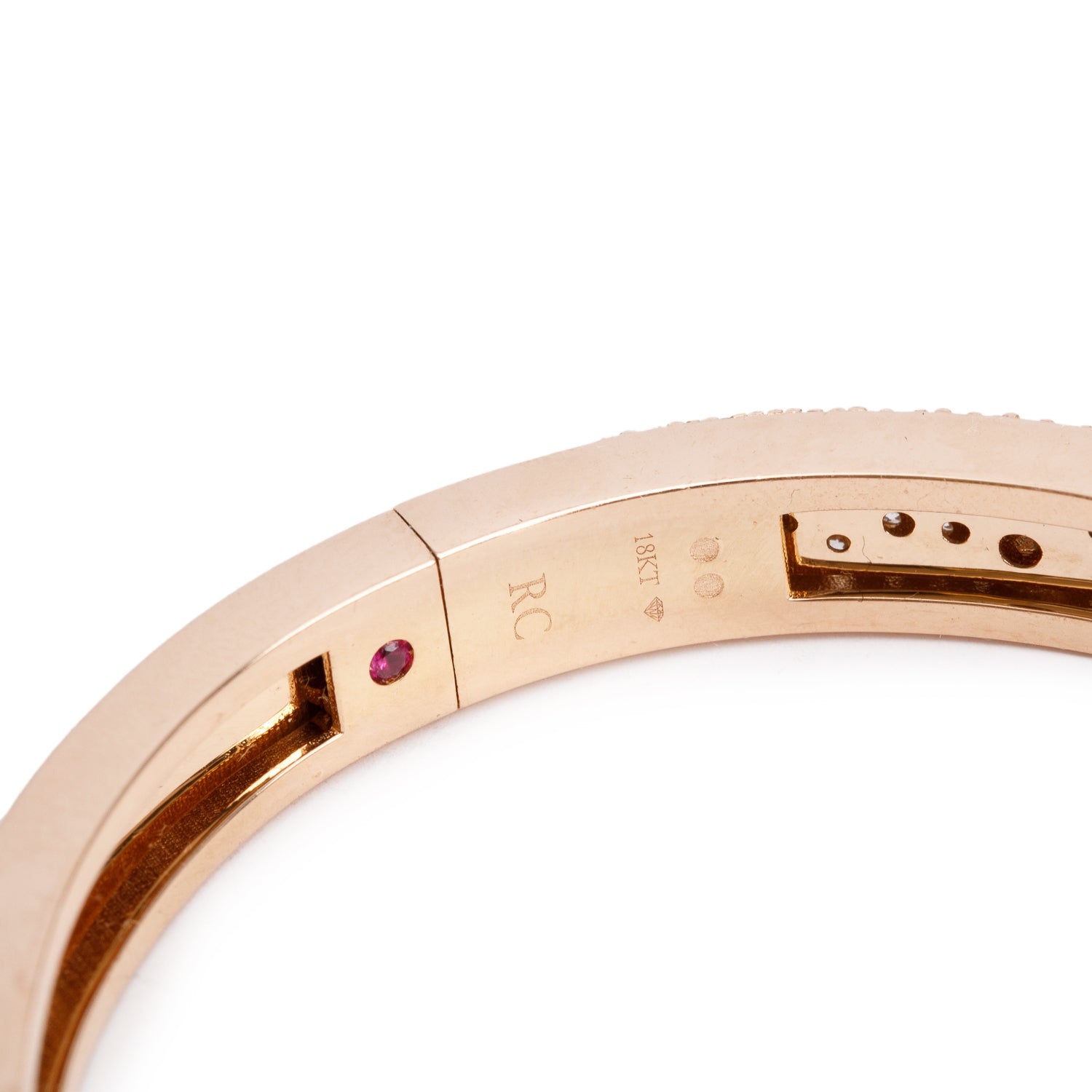 Roberto Coin 18k Rose Gold Pave Diamond Pois Moi Luna Bangle Bracelet