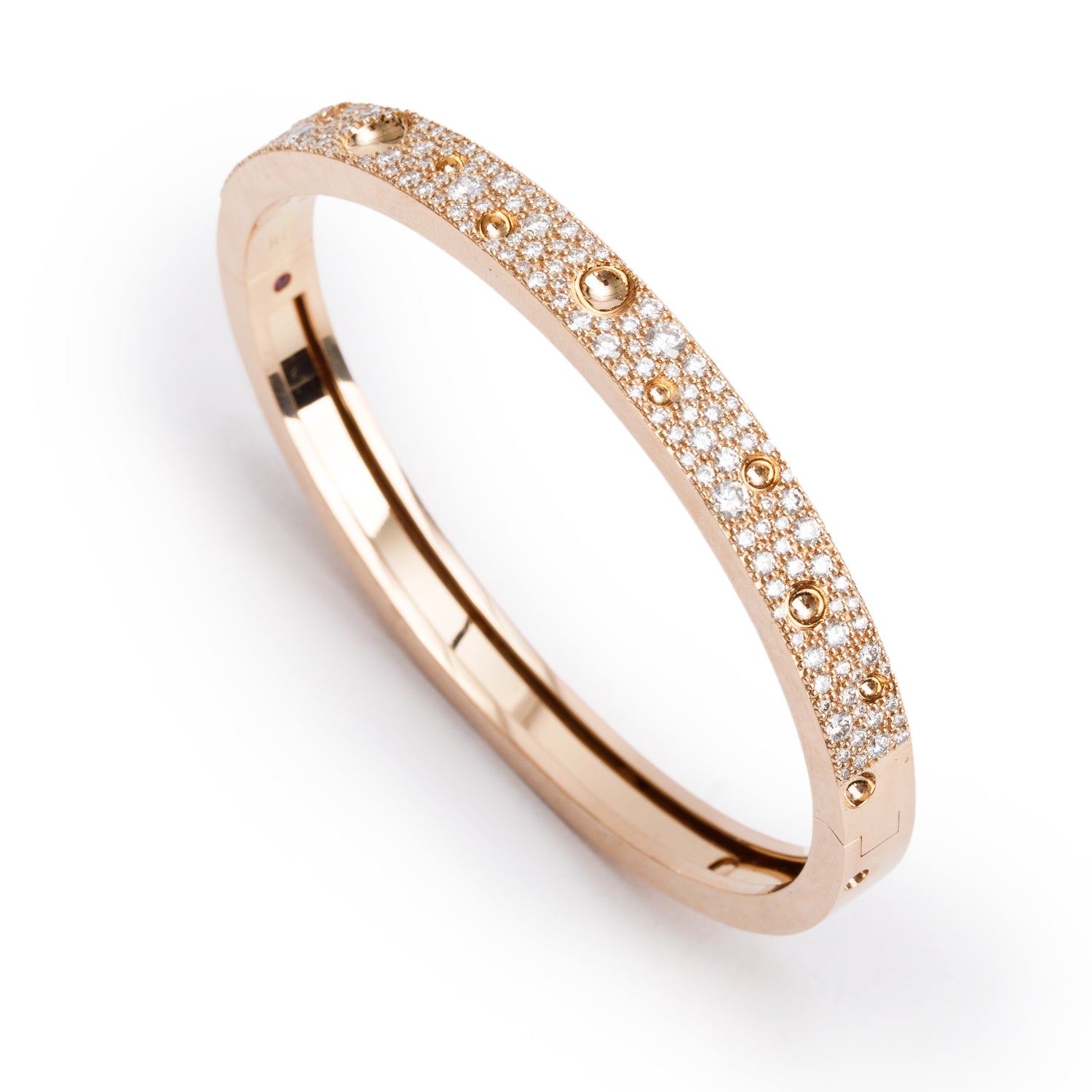 Roberto Coin 18k Rose Gold Pave Diamond Pois Moi Luna Bangle Bracelet