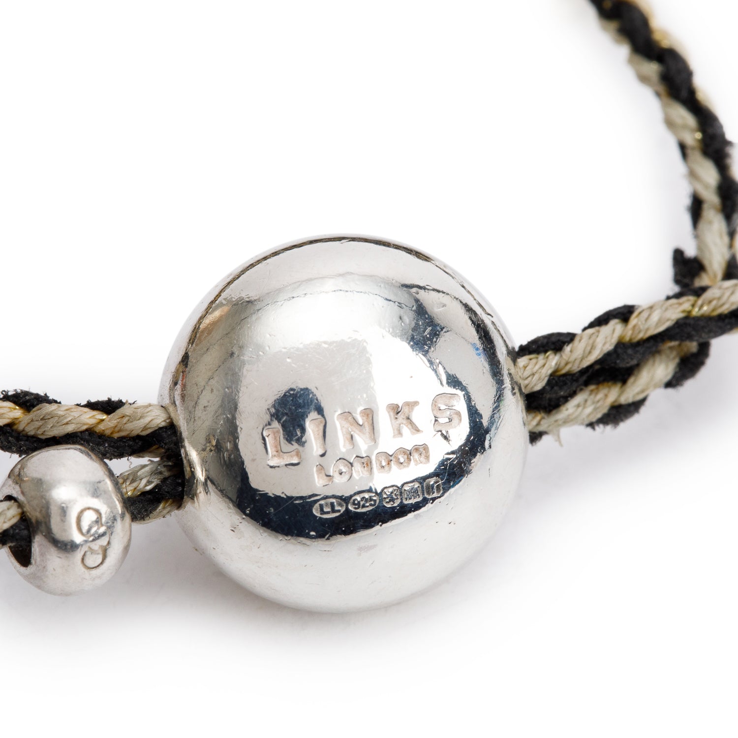 Links of London Sterling Silver Black & Silver Cord Friendship Bracelet