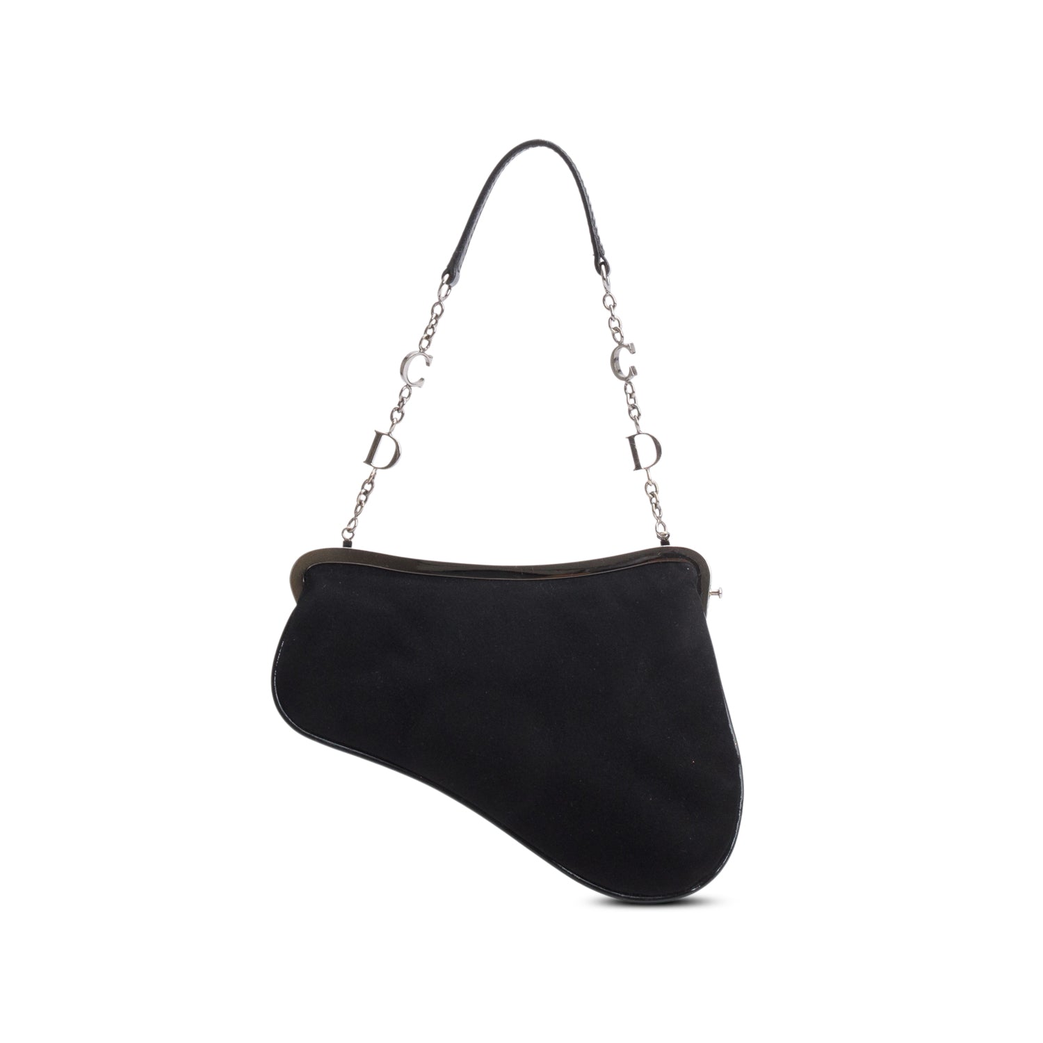 Christian Dior Black Satin Mini Saddle Frame Bag