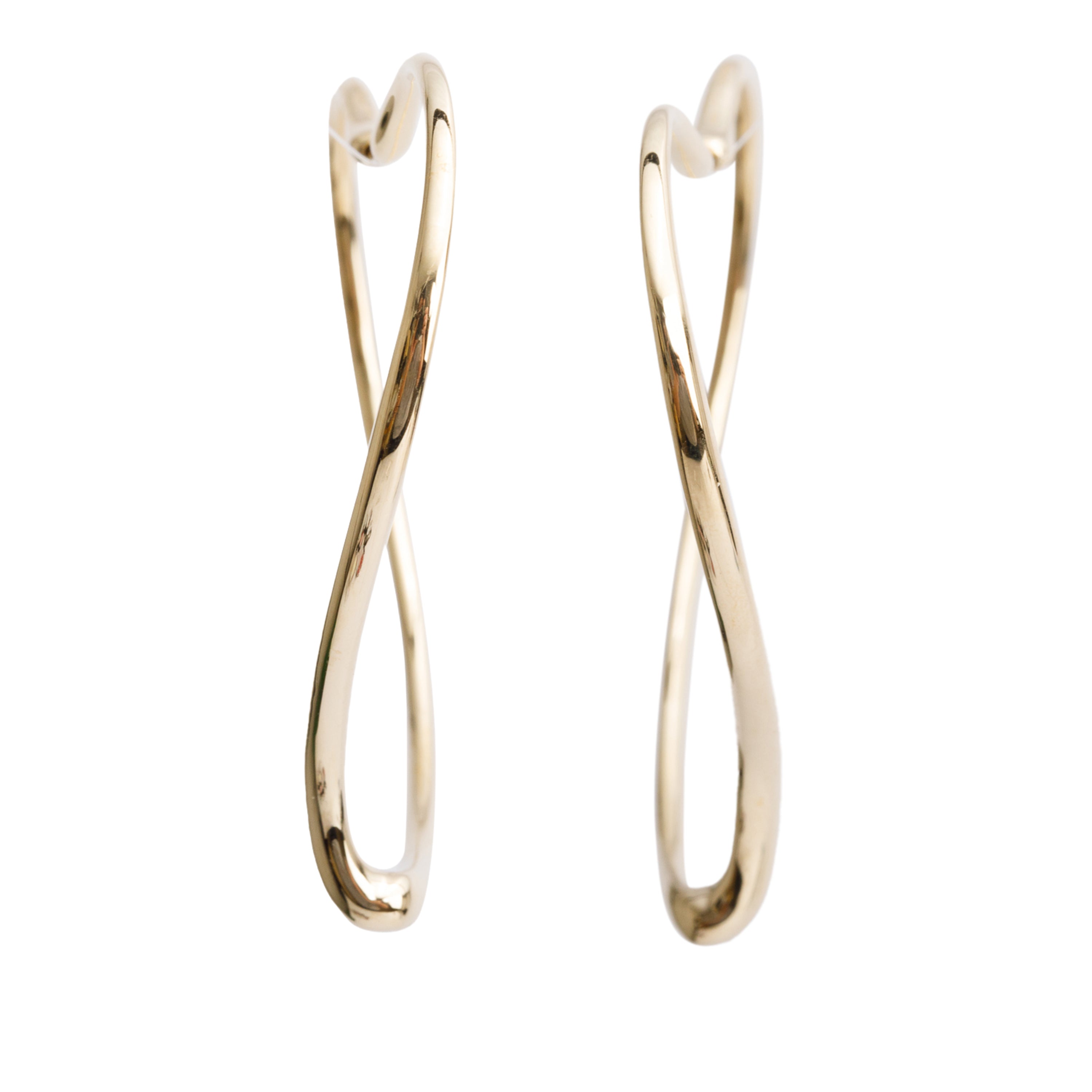 Tiffany & Co. Elsa Peretti 18k Yellow Gold Large Open Heart Hoop Earrings w/ Box