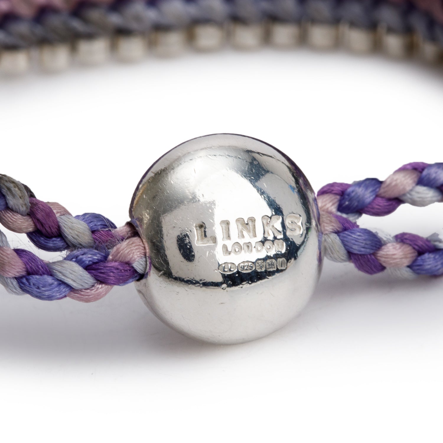 Links of London Sterling Silver Purple & Pink Cord Friendship Bracelet