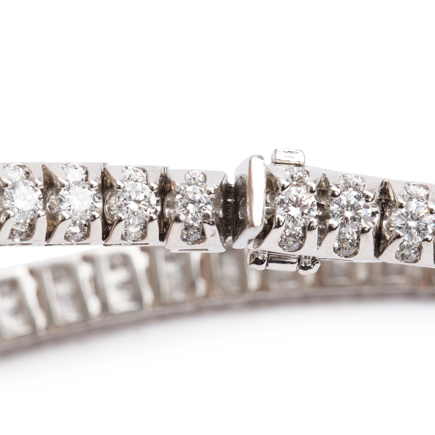 14k White Gold 8.00 tcw. Three-Rows Diamond Bracelet