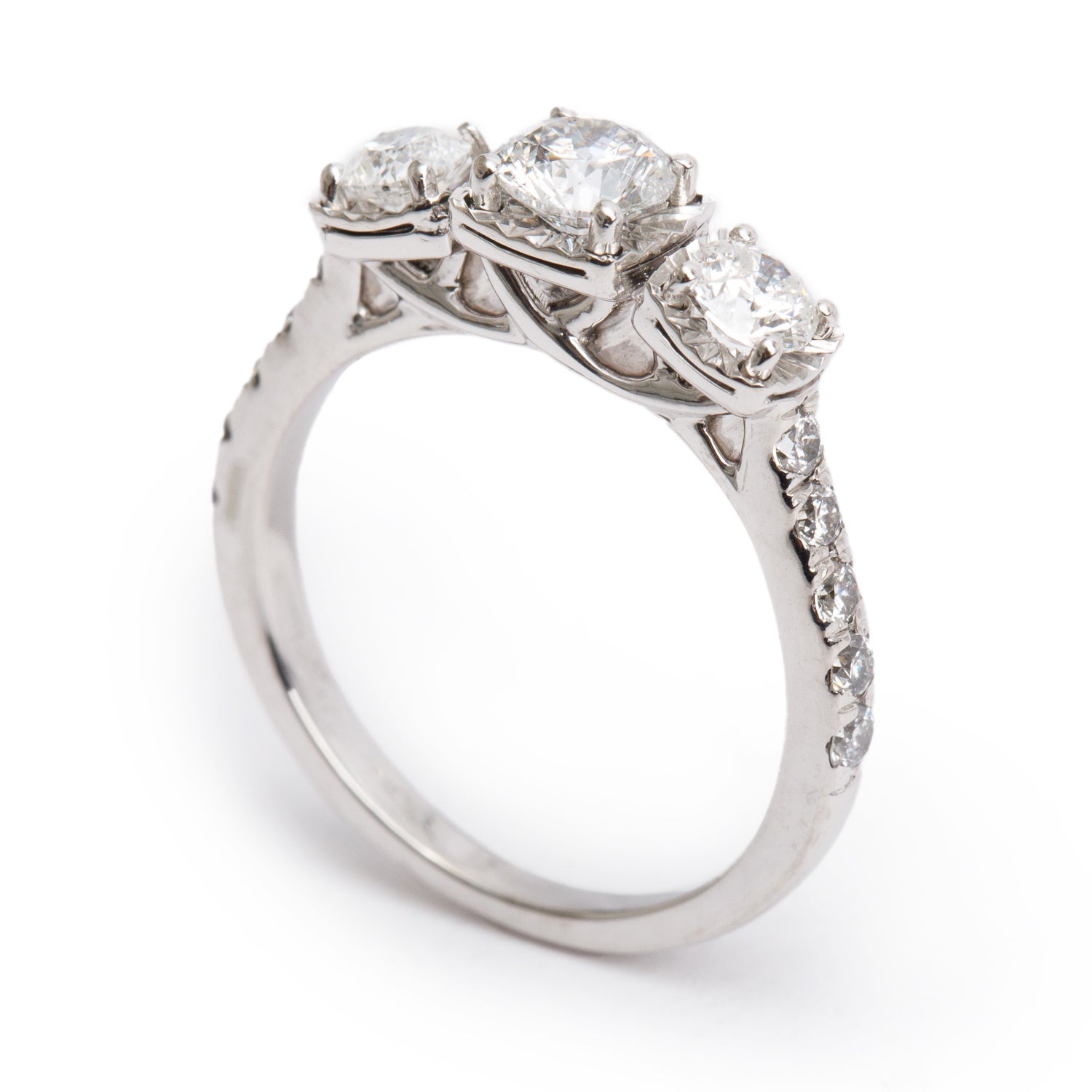 14k White Gold Diamond Cocktail Ring, Size 5
