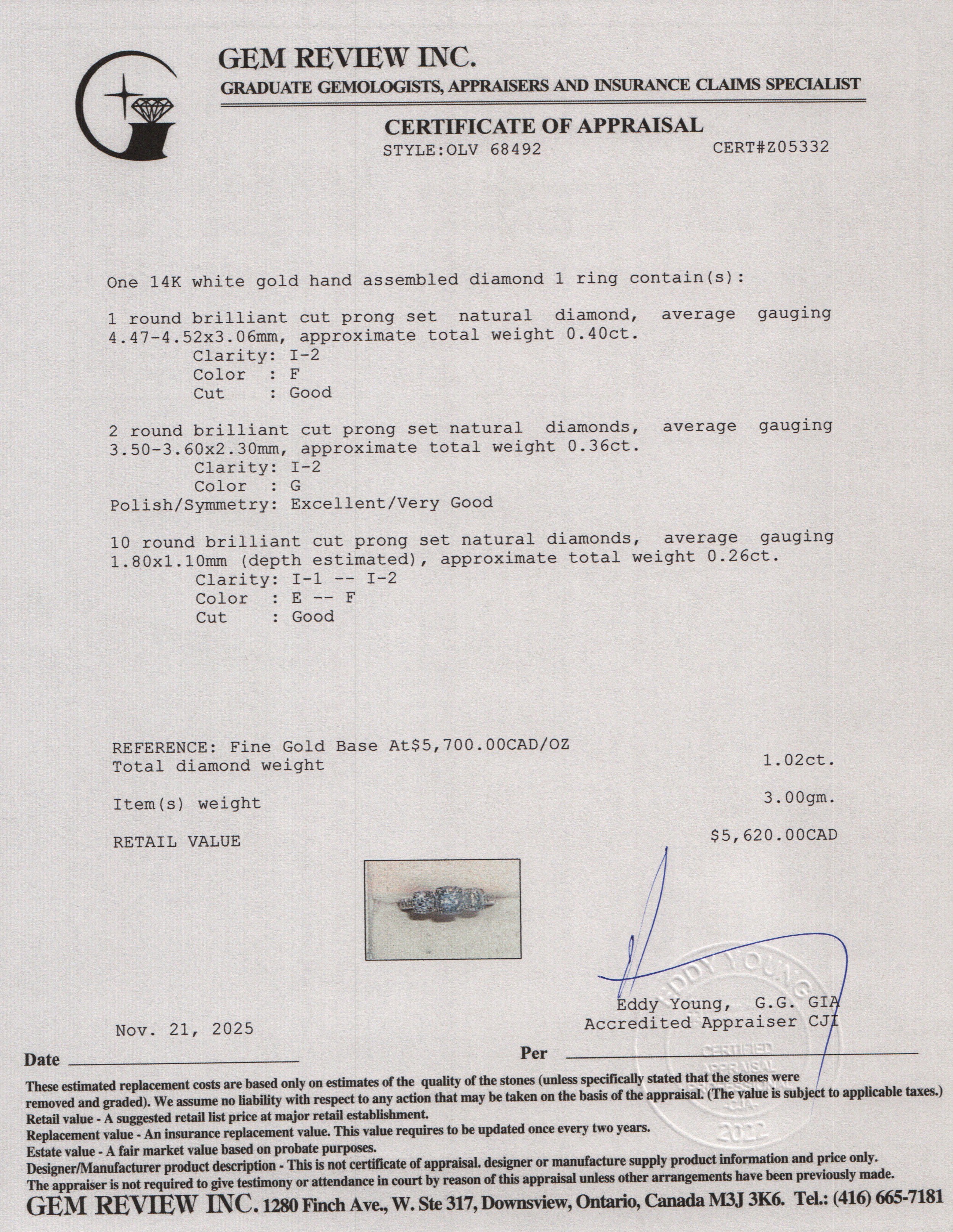 14k White Gold Diamond Cocktail Ring, Size 5