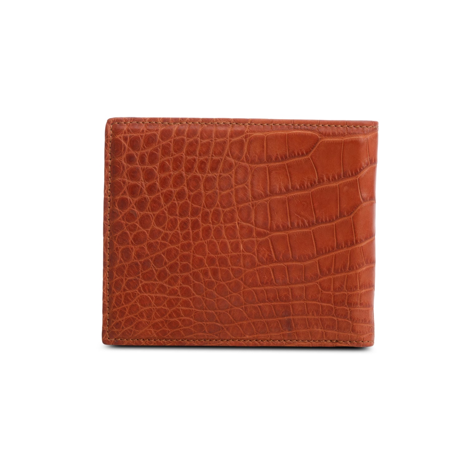 Burberry Brown Croc Embossed Slim Bifold Wallet