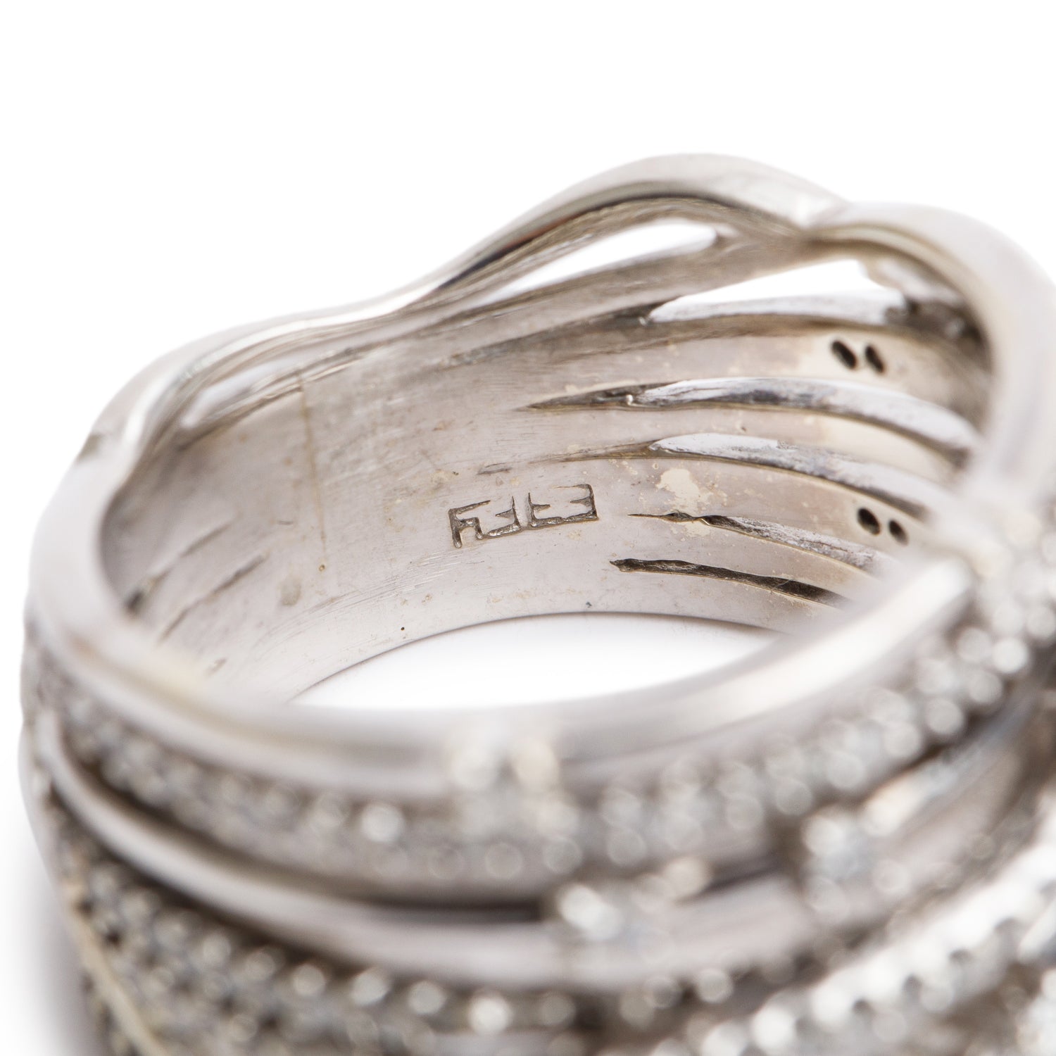 Effy 14k White Gold Diamond Crossover Band Ring, Size 7