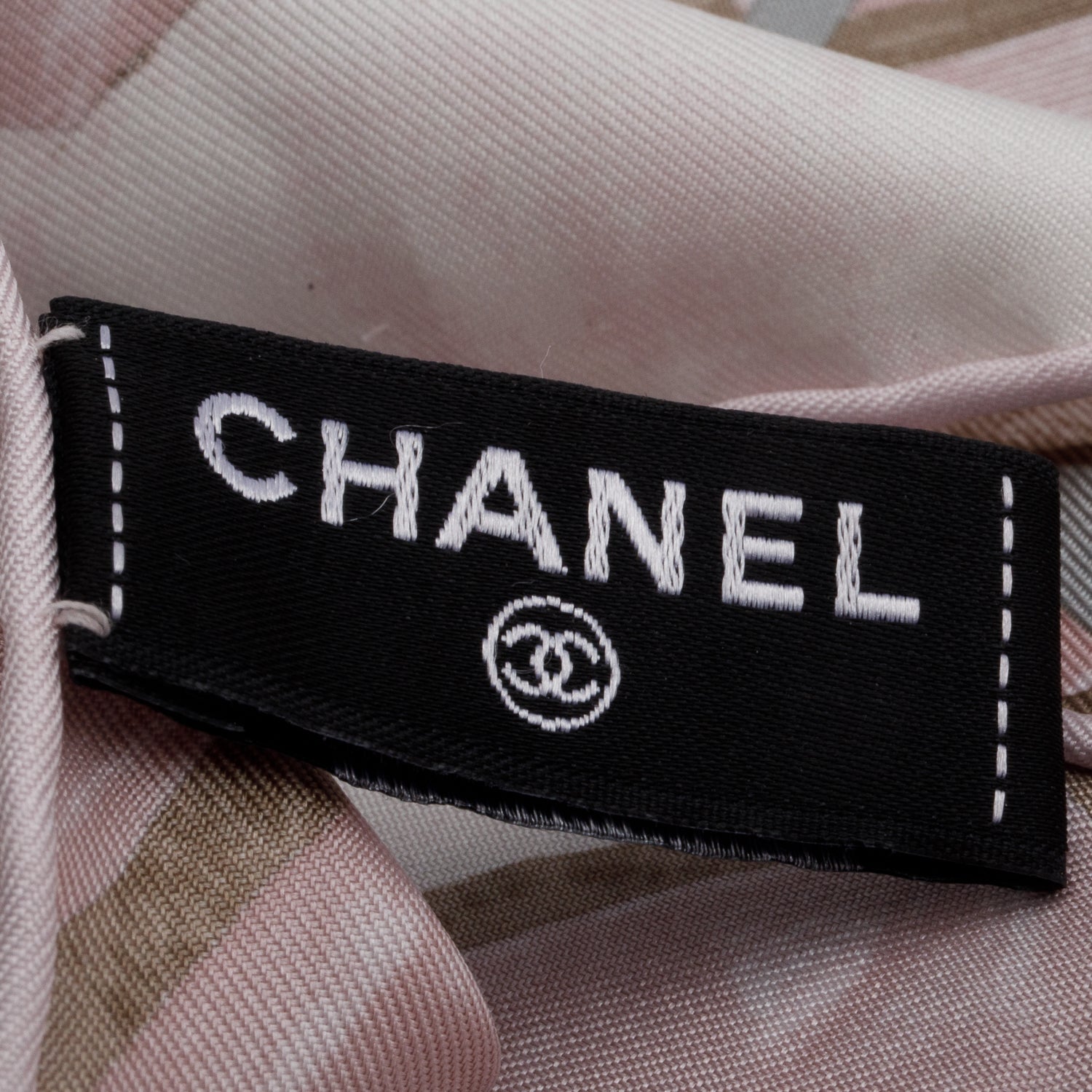 Chanel Pink Silk CC Logo Camellia Scarf