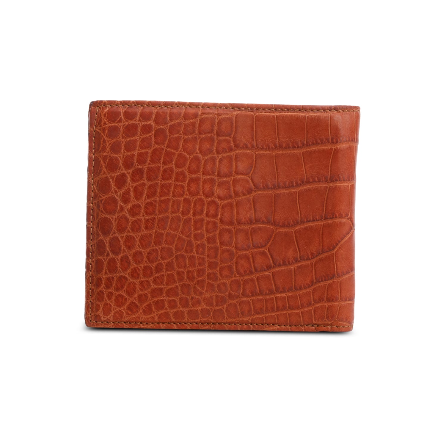 Burberry Brown Croc Embossed Slim Bifold Wallet