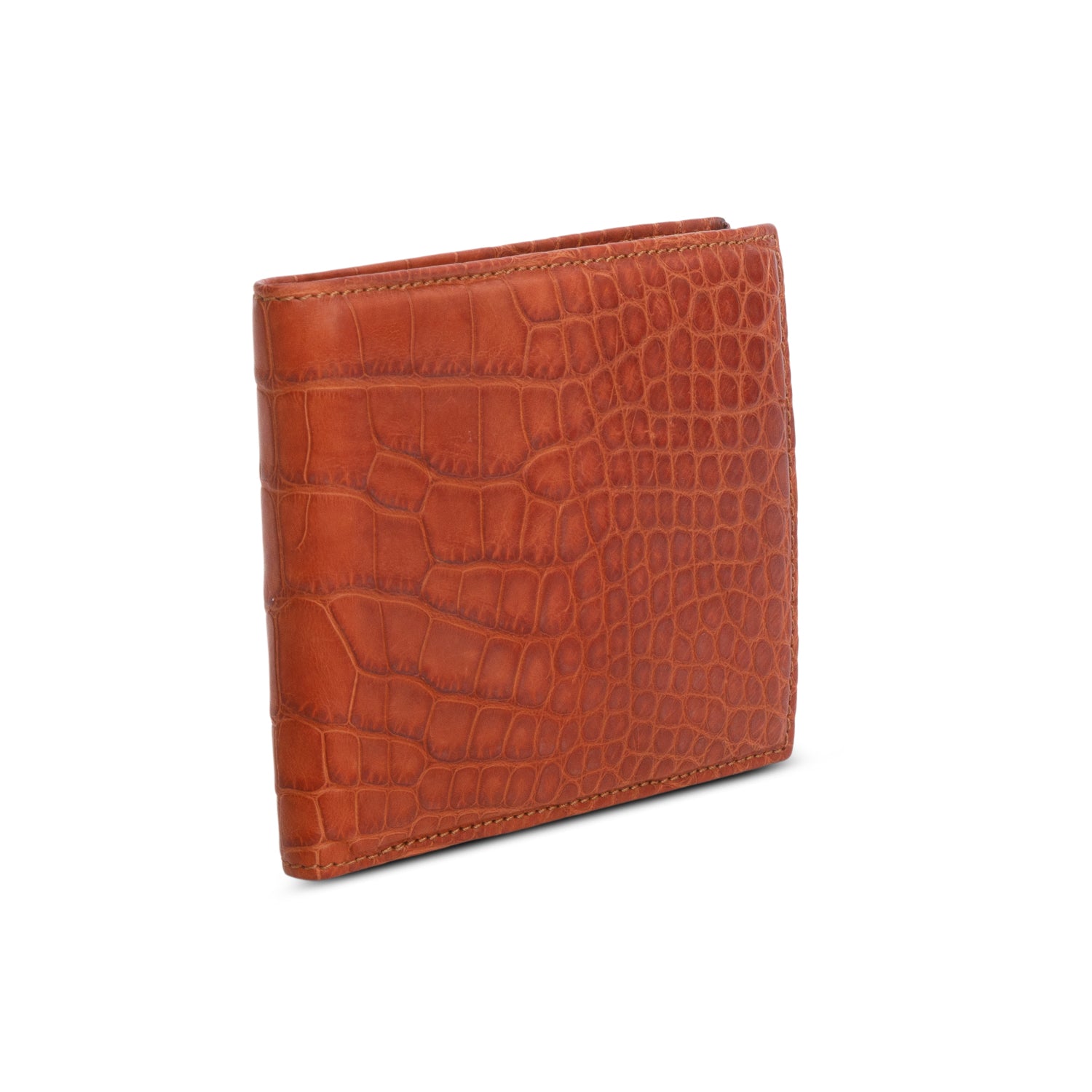 Burberry Brown Croc Embossed Slim Bifold Wallet