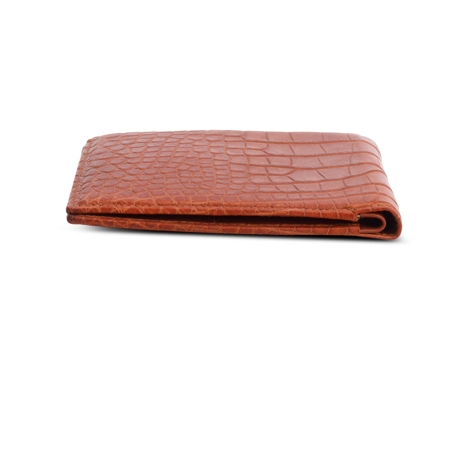 Burberry Brown Croc Embossed Slim Bifold Wallet