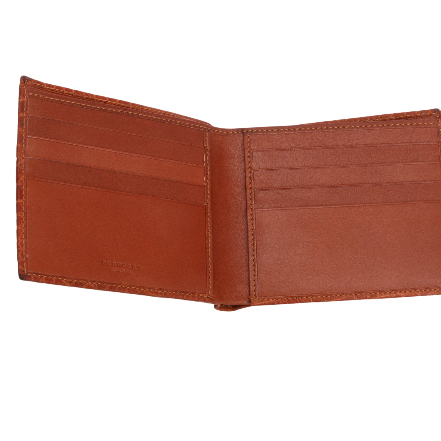 Burberry Brown Croc Embossed Slim Bifold Wallet