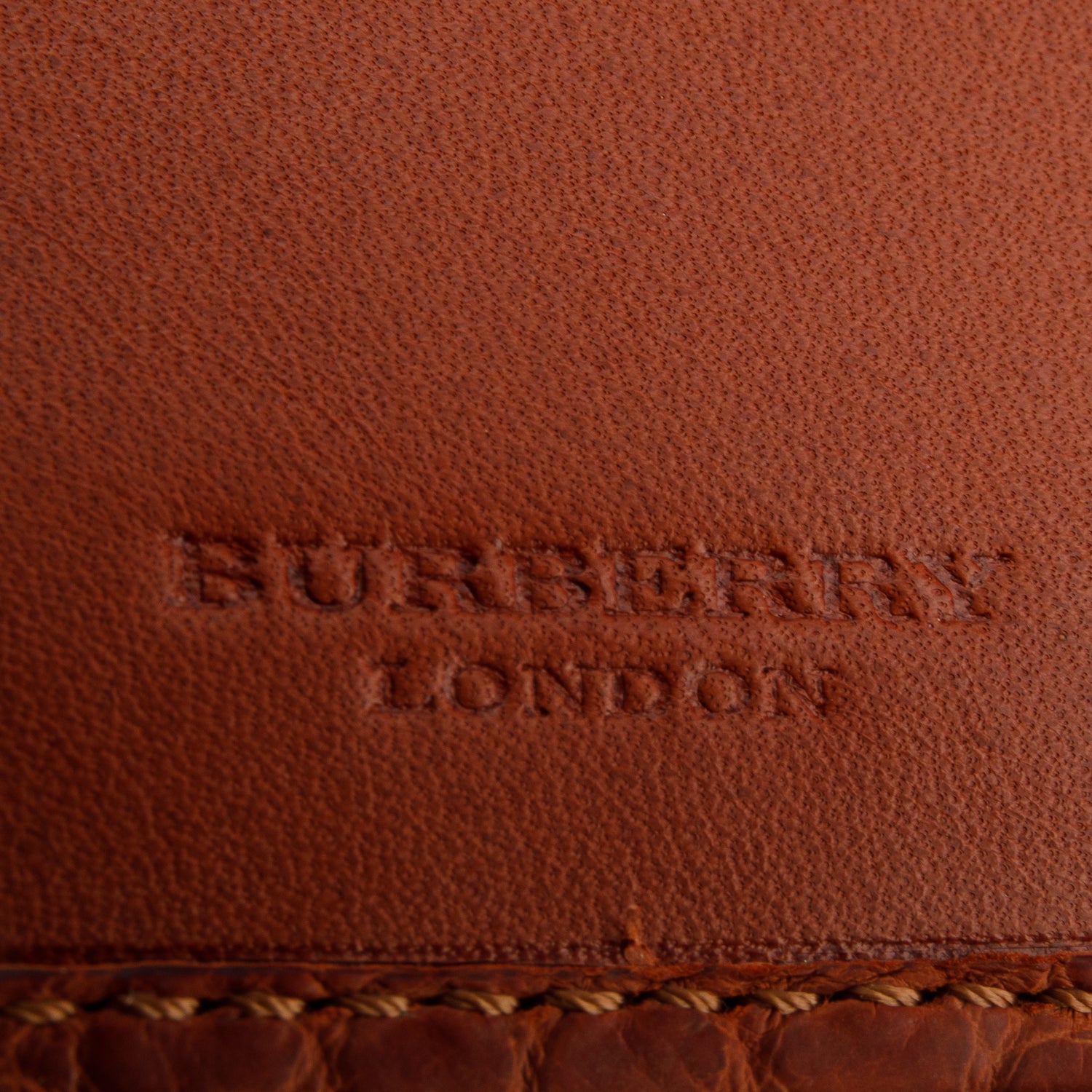 Burberry Brown Croc Embossed Slim Bifold Wallet