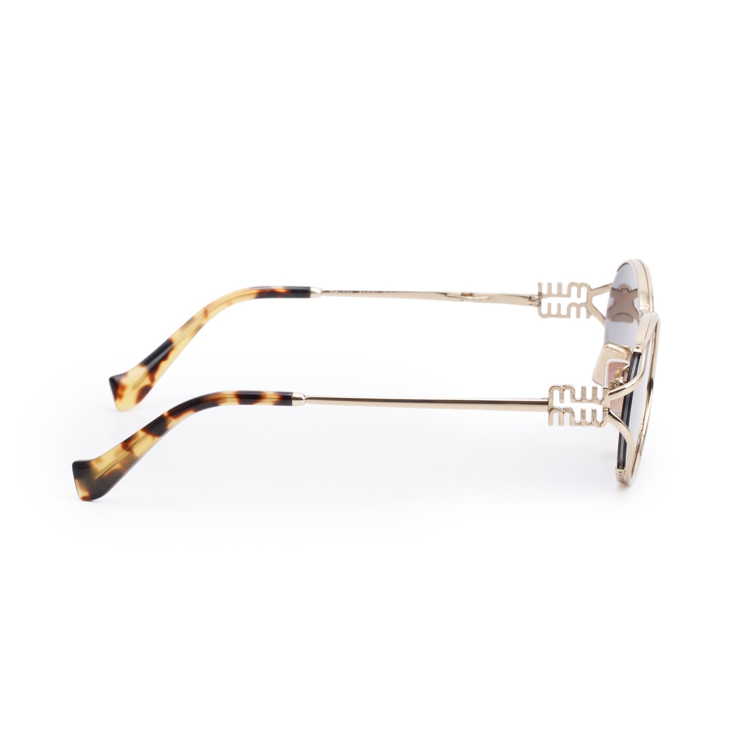 Miu Miu SMU25Y Tortoise Metal Oval Sunglasses w/ Case