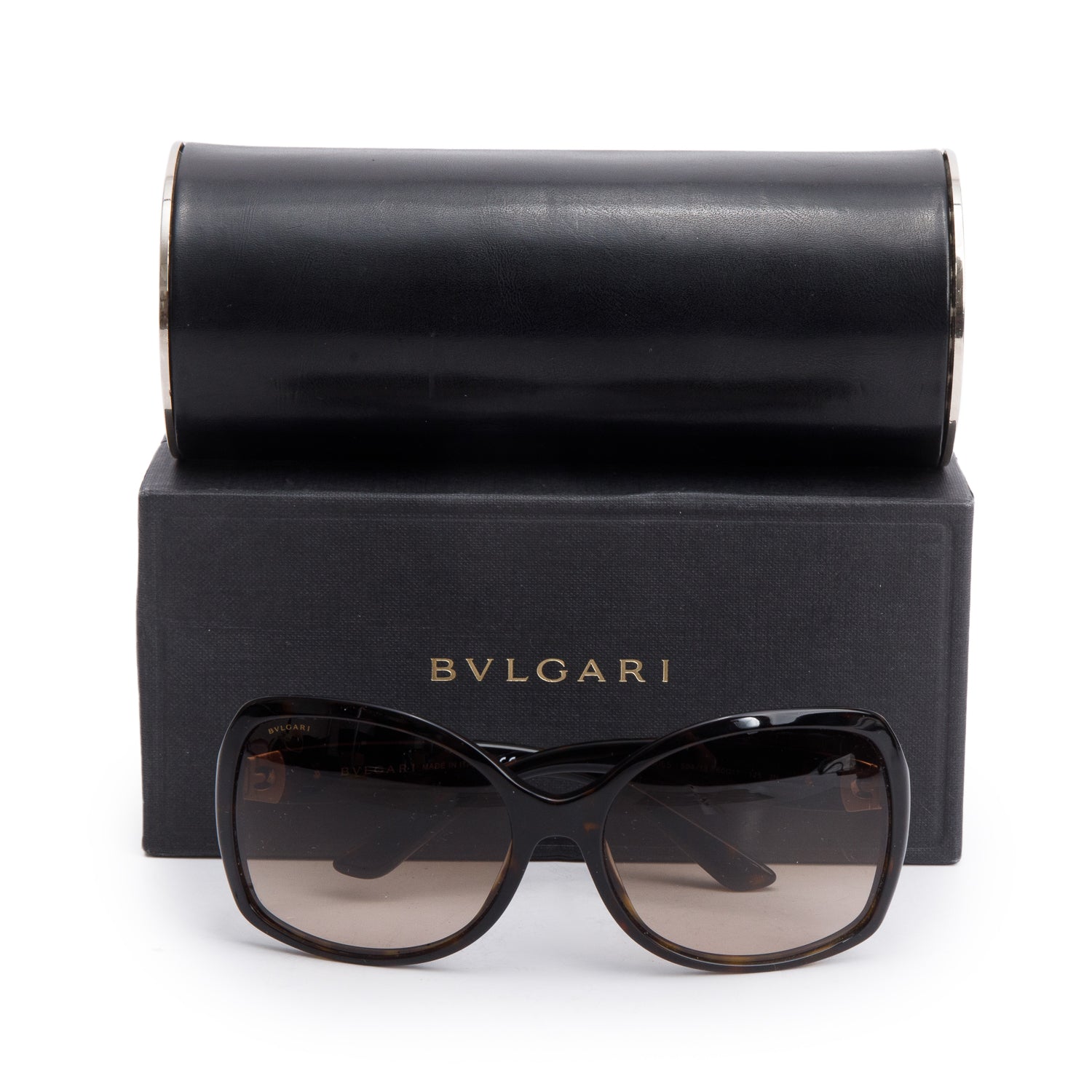 Blvgari 8065 Brown Tortoise Acetate Oversized Sunglasses w/ Box & Case