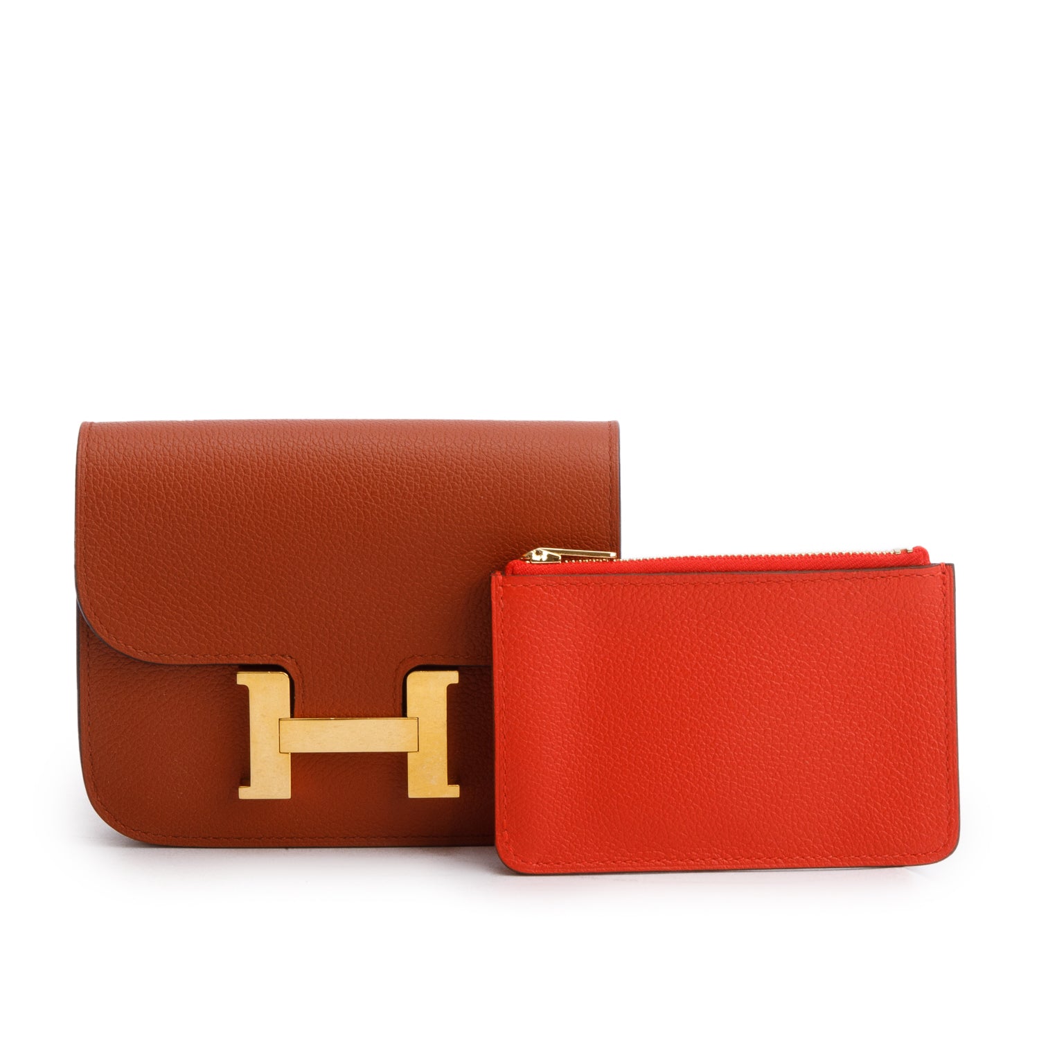 Hermes 2021 Potiron Epsom Constance Slim Compact Wallet w/ Insert