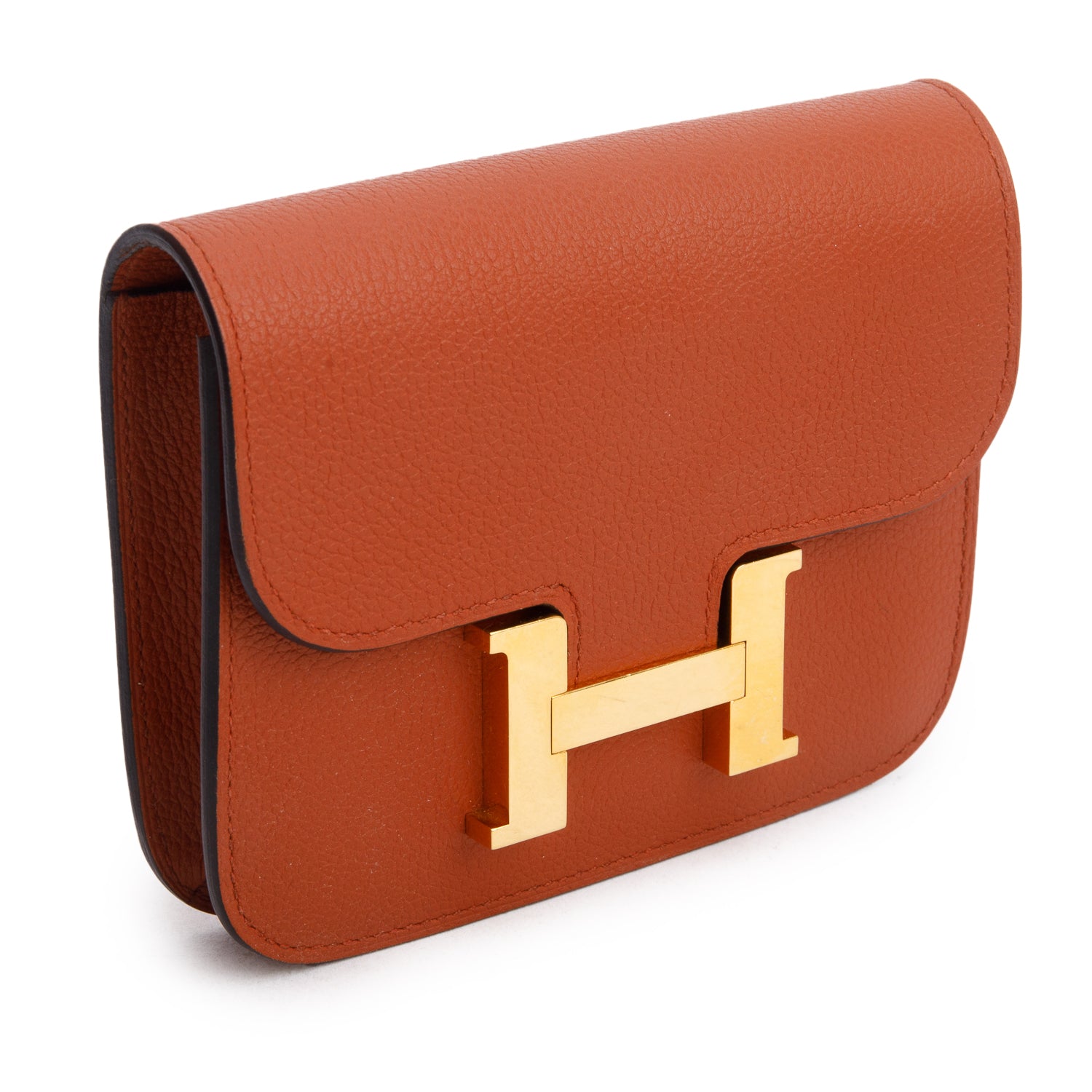 Hermes 2021 Potiron Epsom Constance Slim Compact Wallet w/ Insert