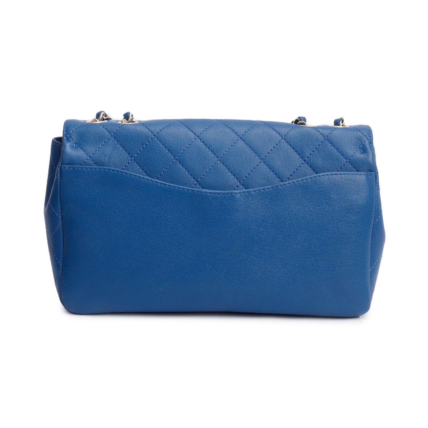 Chanel Blue Quilted Goatskin Coco Curve Flap Messenger Bag w/ Authenticity Card
