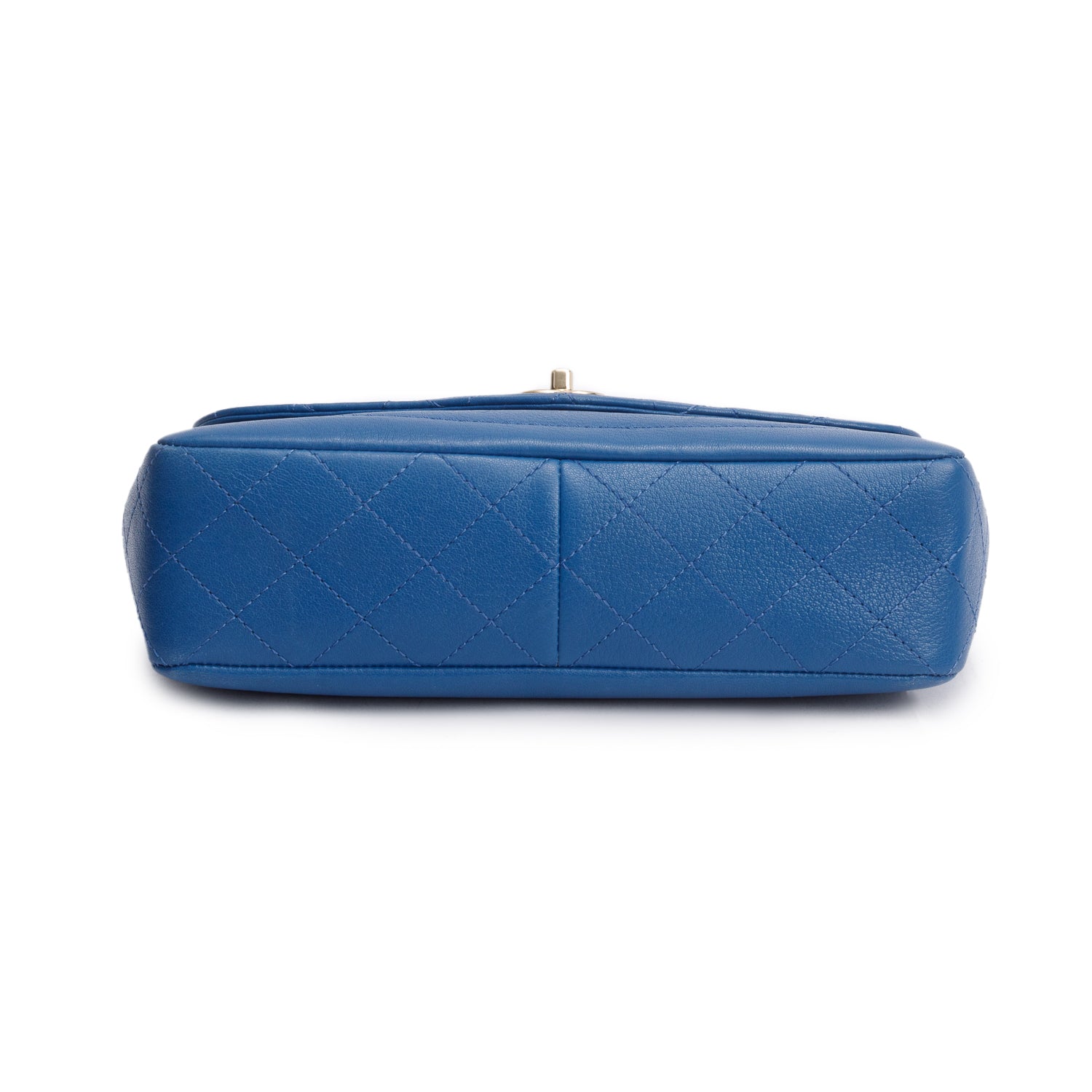 Chanel Blue Quilted Goatskin Coco Curve Flap Messenger Bag w/ Authenticity Card