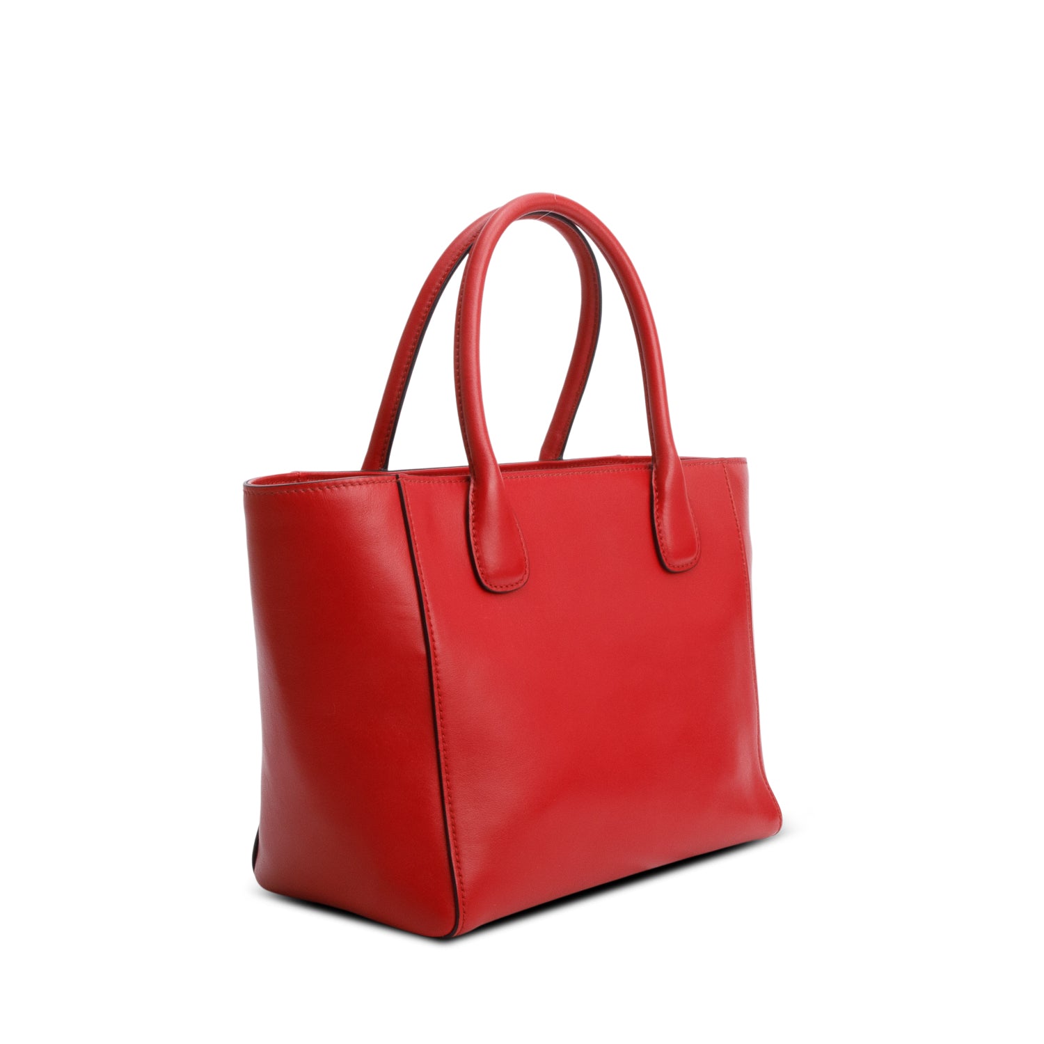 Miu Miu Red Shiny Calfskin Two Way Tote Bag w/ Strap