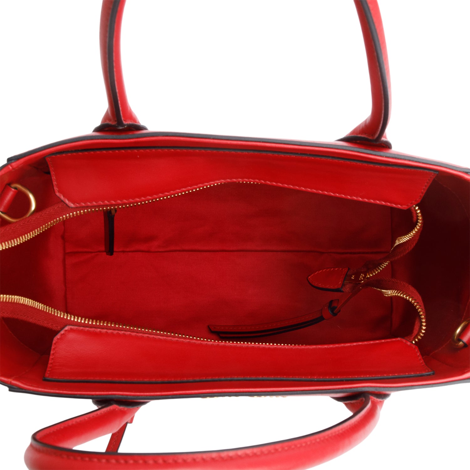 Miu Miu Red Shiny Calfskin Two Way Tote Bag w/ Strap