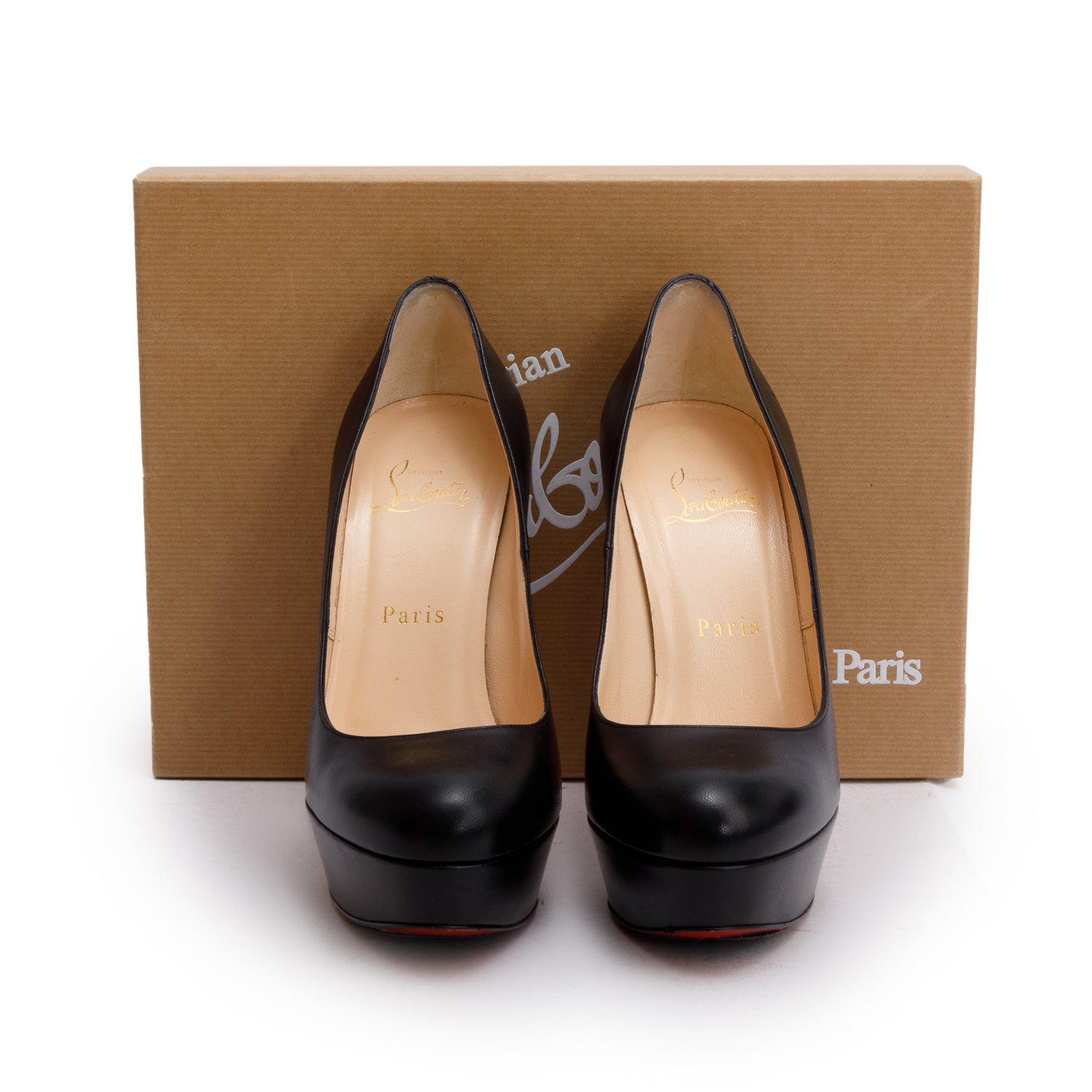 Christian Louboutin Black Kid Leather Bianca 140 Pumps, Size 37 w/ Box
