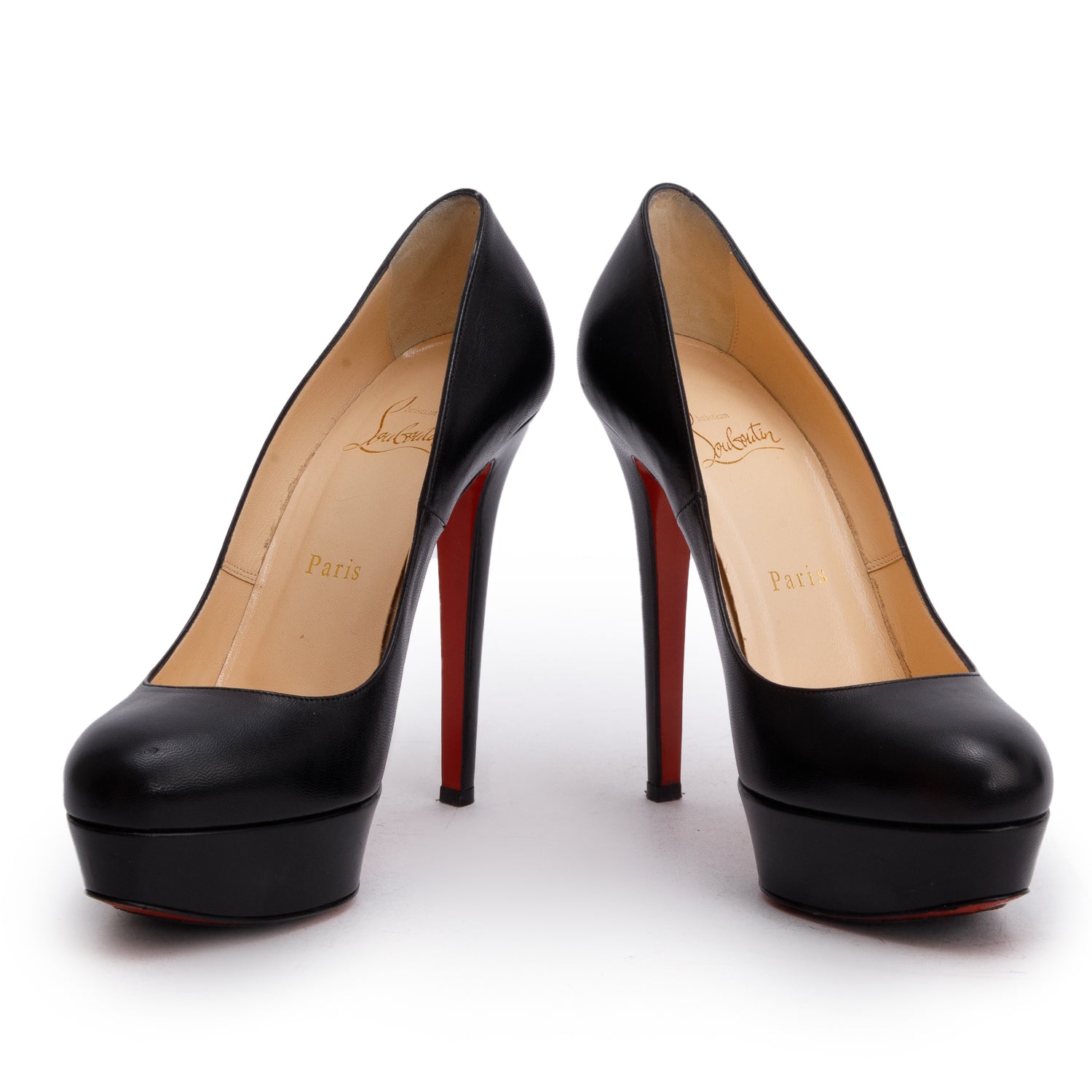 Christian Louboutin Black Kid Leather Bianca 140 Pumps, Size 37 w/ Box