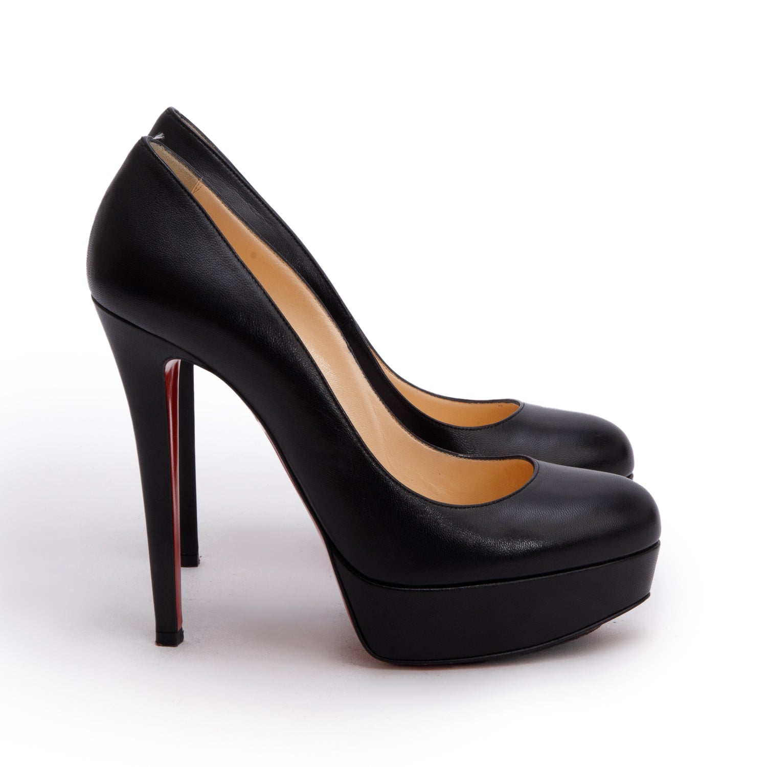 Christian Louboutin Black Kid Leather Bianca 140 Pumps, Size 37 w/ Box