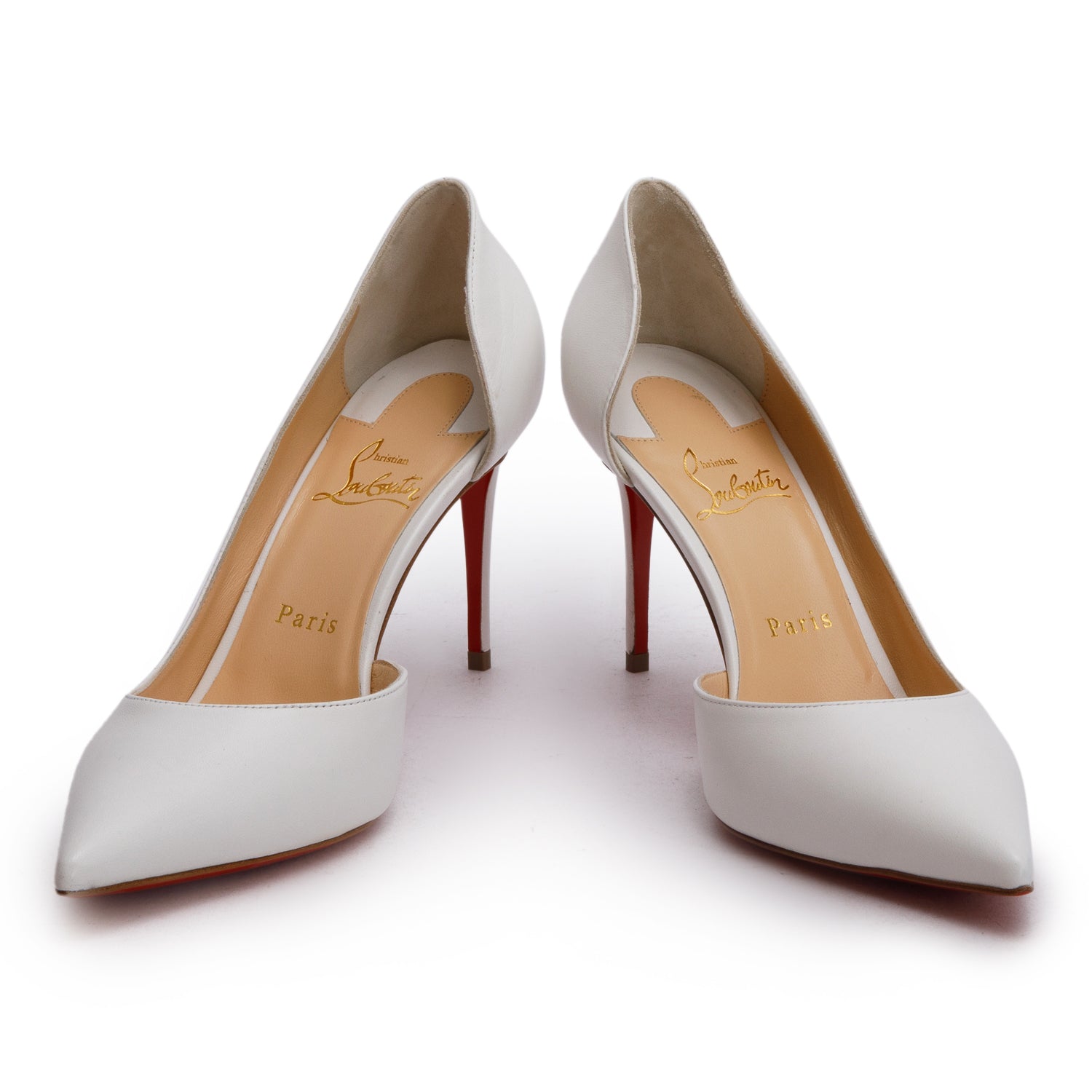 Christian Louboutin White Nappa Leather Iriza 85 Pumps, Size 39.5 w/ Box