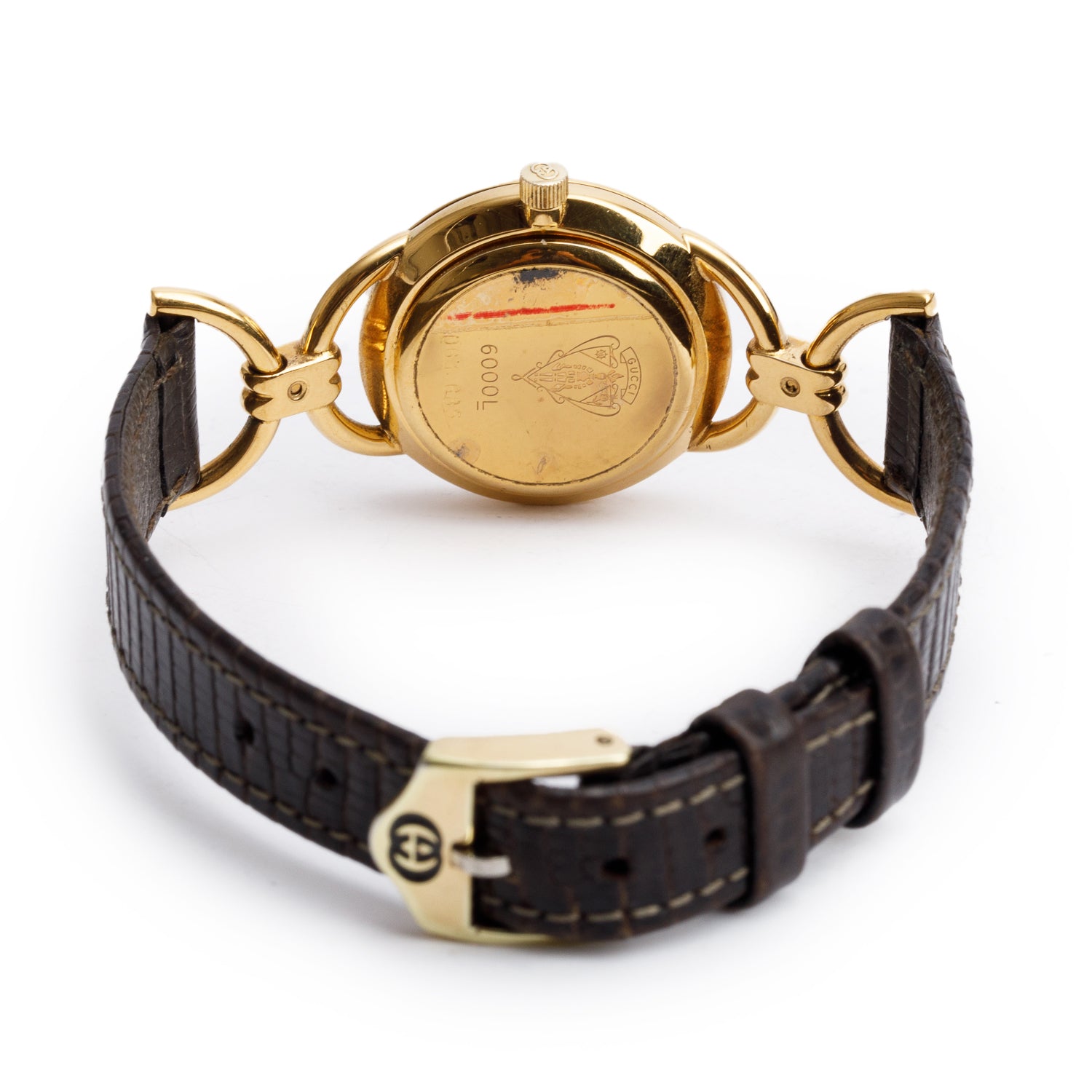 Gucci Gold-Plated Stainless Steel 6000 Series 23 MM Quartz Watch Green Red Web Dial