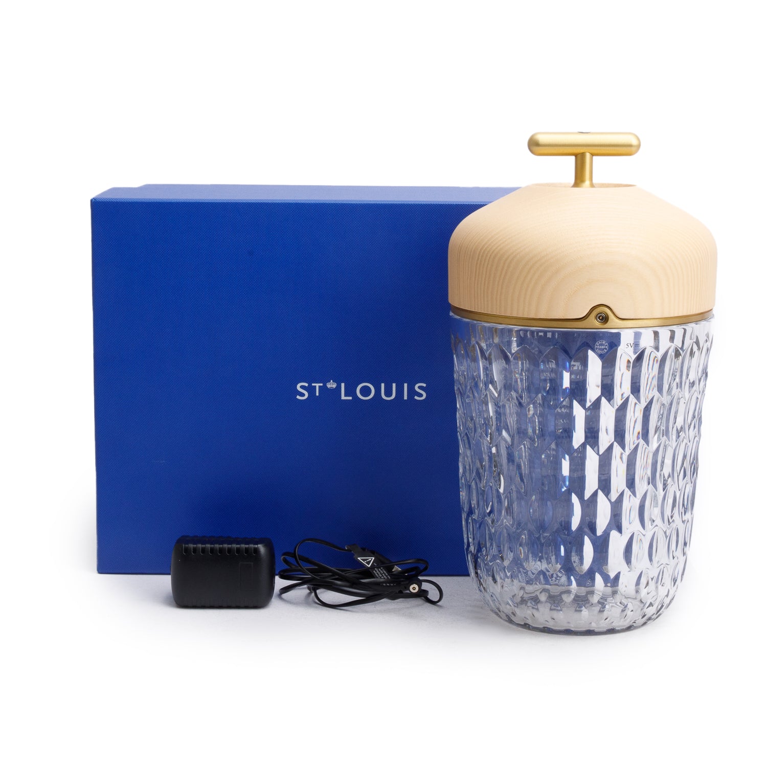 Hermes x Saint Louis Folia Clear Wood Brushed Portable Lamp w/ Box