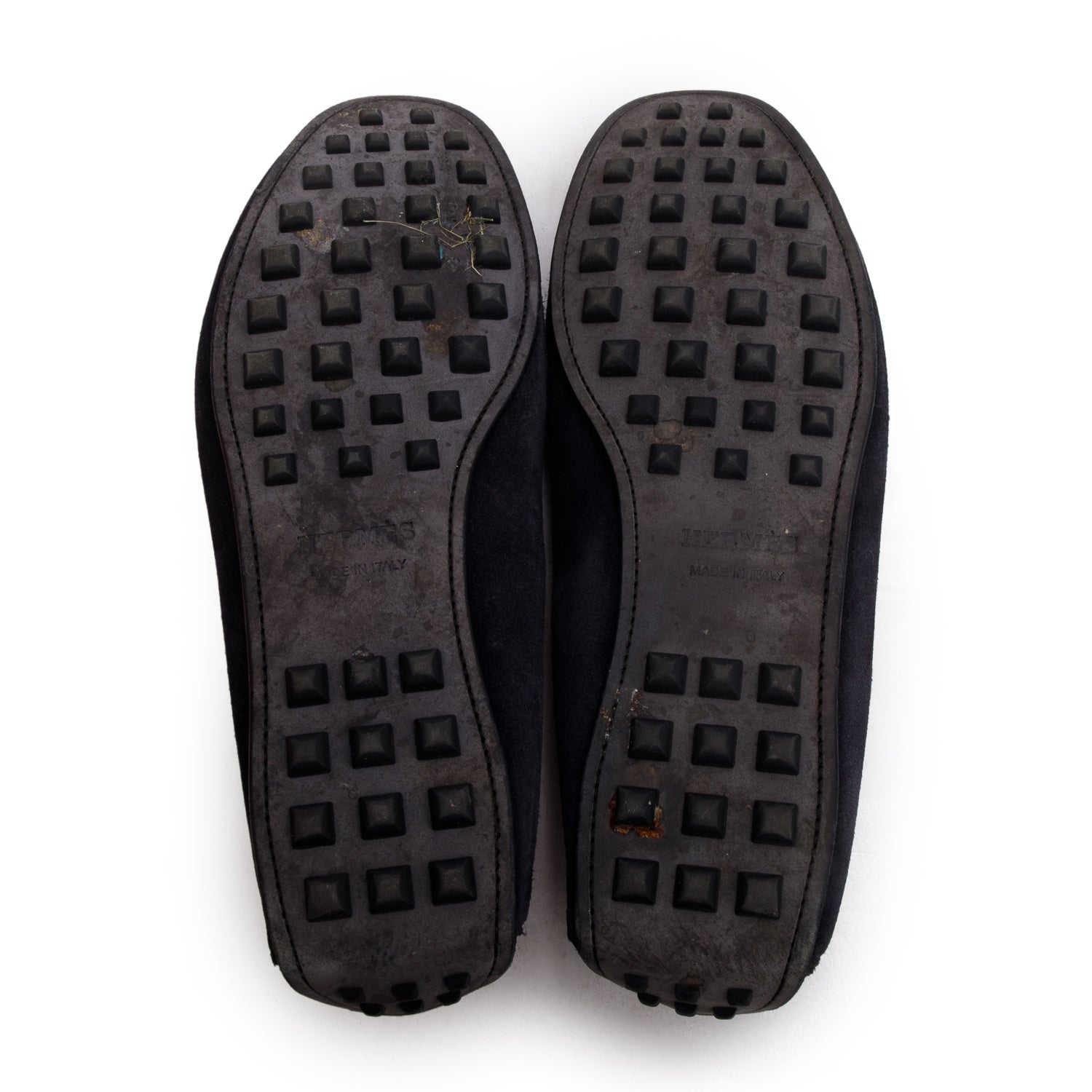 Hermes Navy Suede Leonard Mocassins Loafer, Size 44 w/ Box