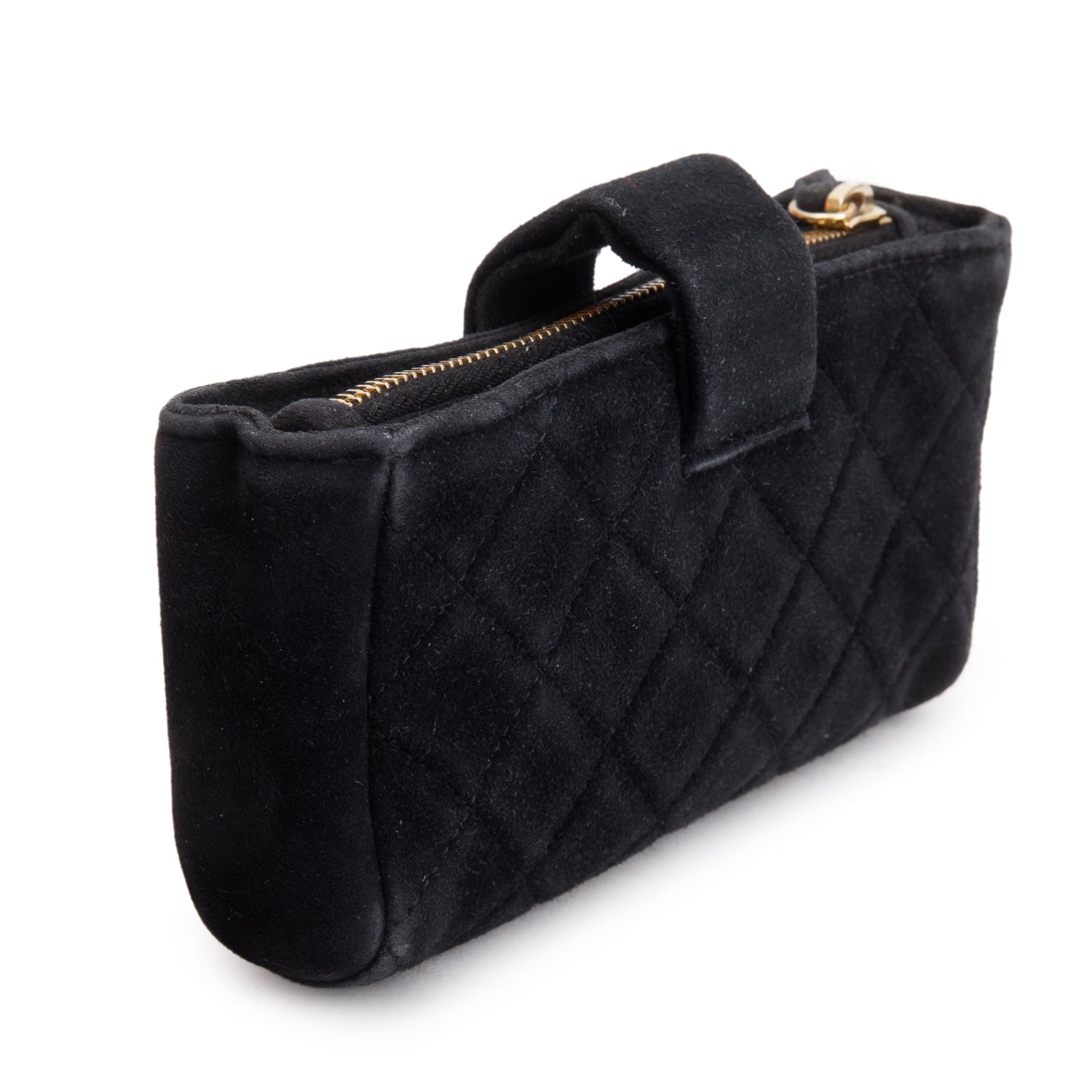 Chanel Black Velvet O-Phone Holder Pouch w/ Box & Authenticity Card