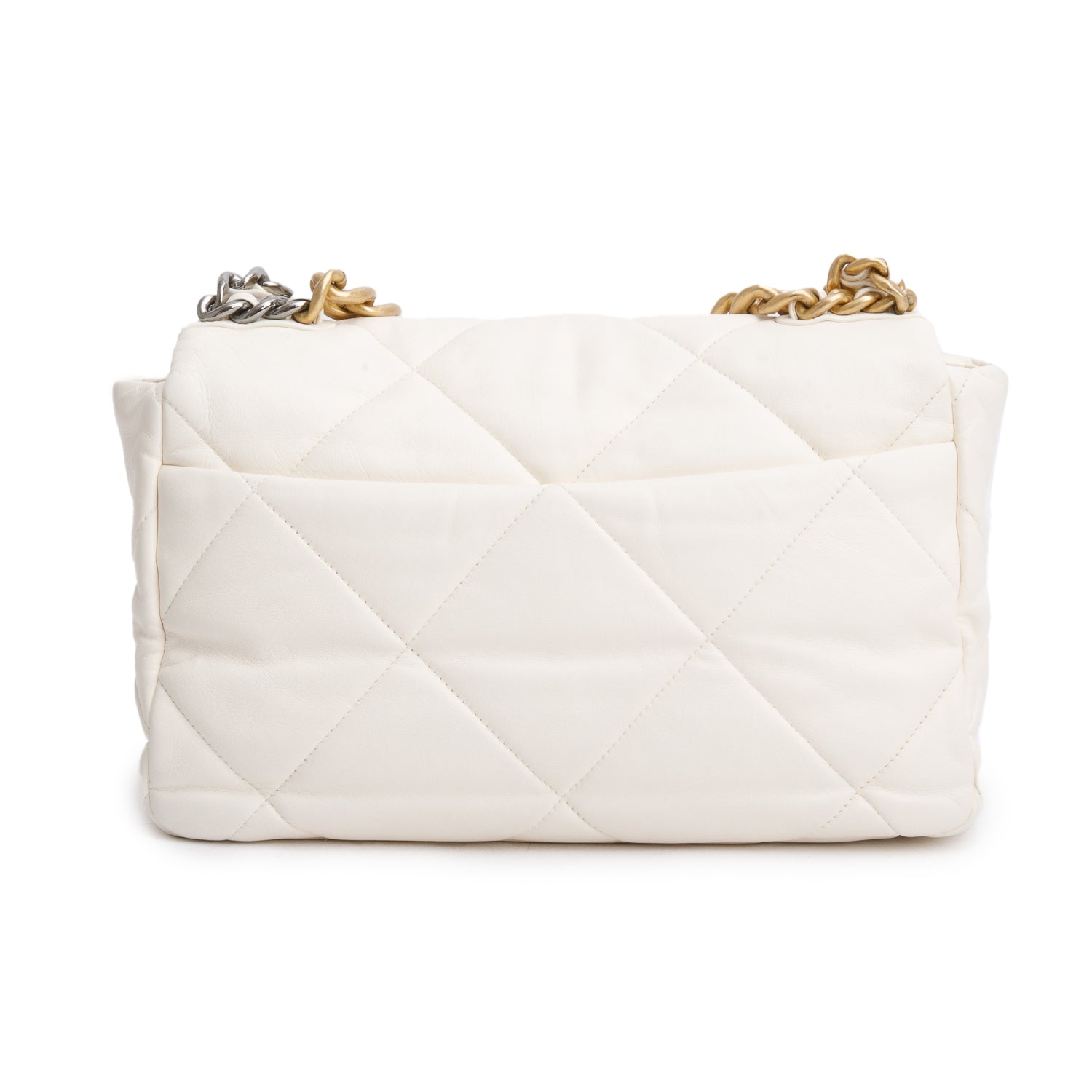 Chanel 2020 White Lambskin Leather Medium 19 Flap Bag w/ Authenticity Card