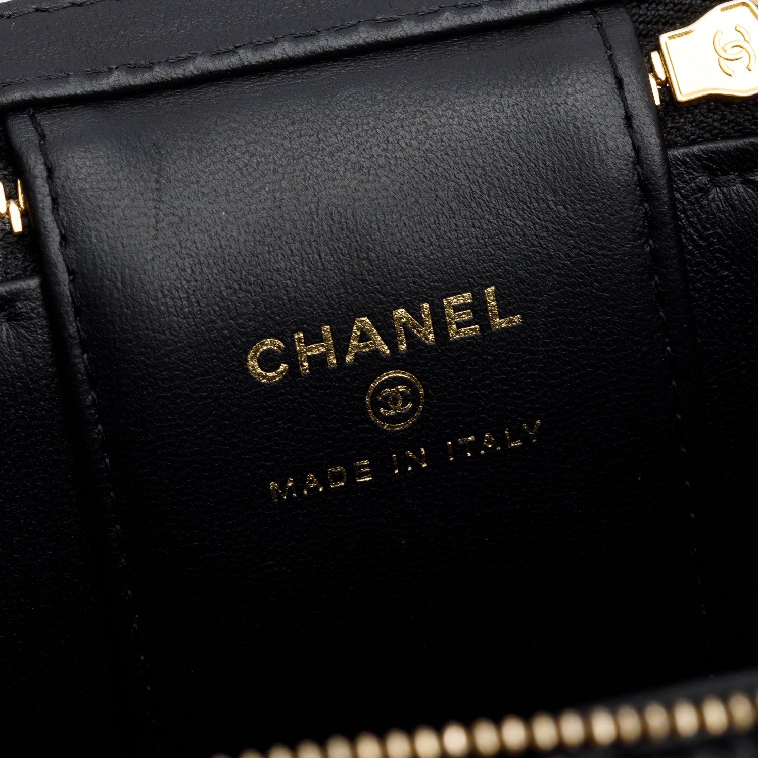 Chanel 2025 Black Lambskin Polly Pocket Vanity Bag w/ Box & Receipt