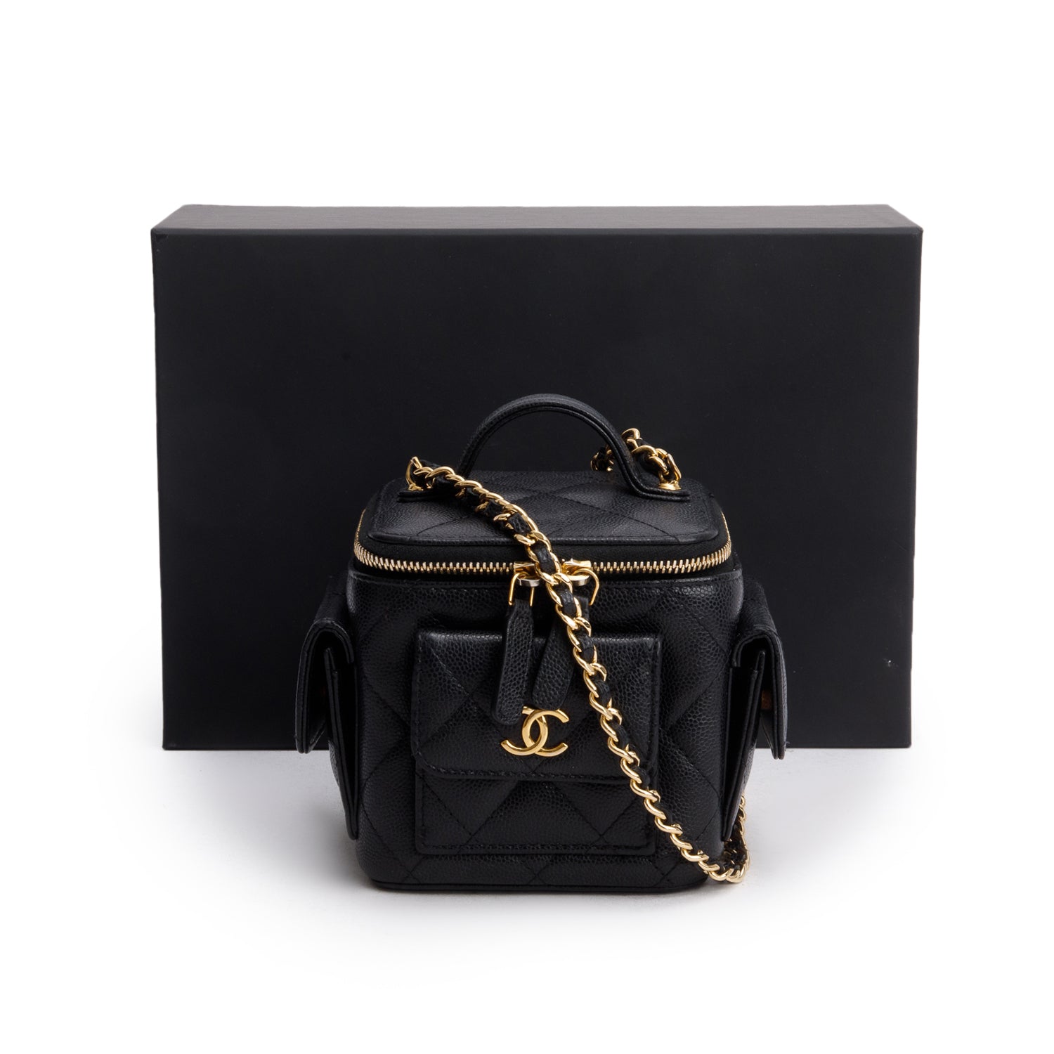 Chanel 2025 Black Lambskin Polly Pocket Vanity Bag w/ Box & Receipt