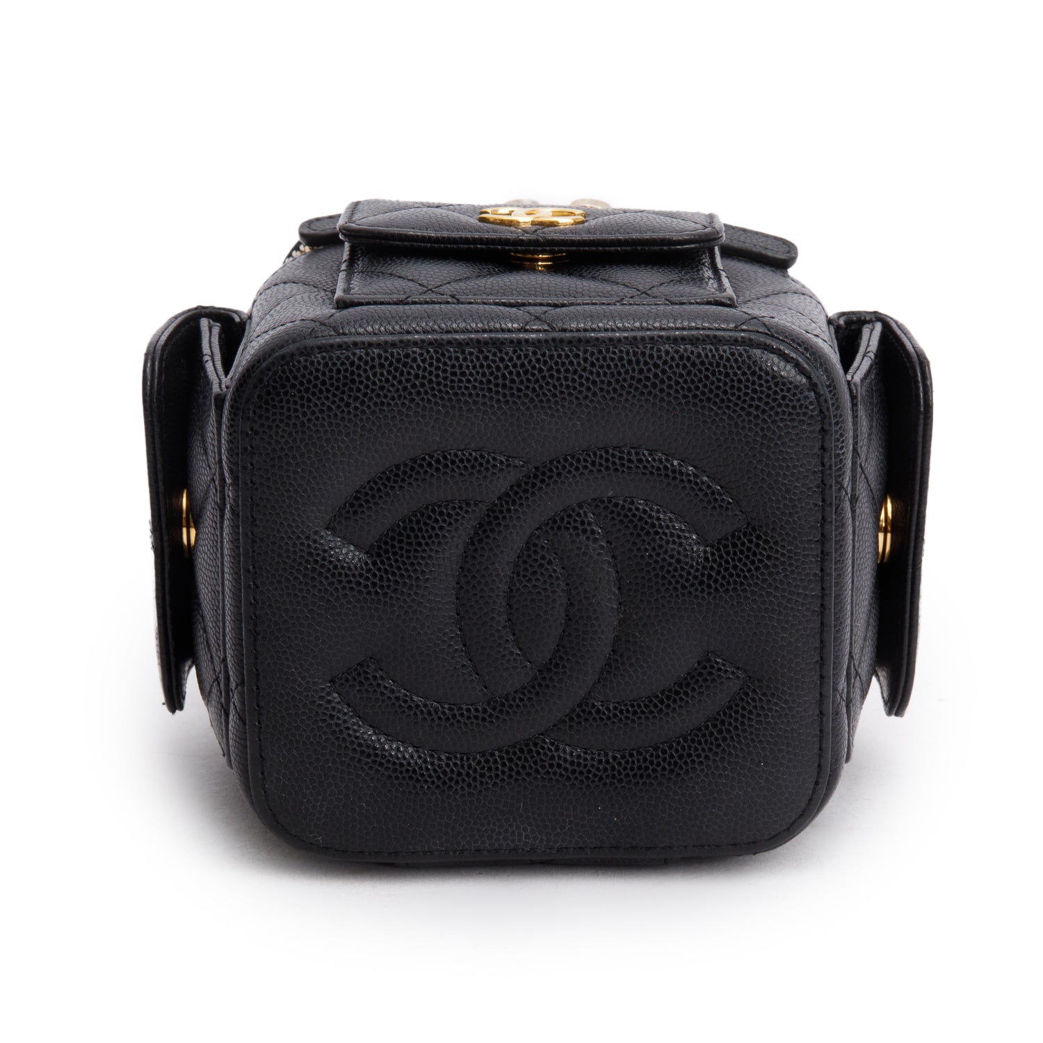 Chanel 2025 Black Lambskin Polly Pocket Vanity Bag w/ Box & Receipt