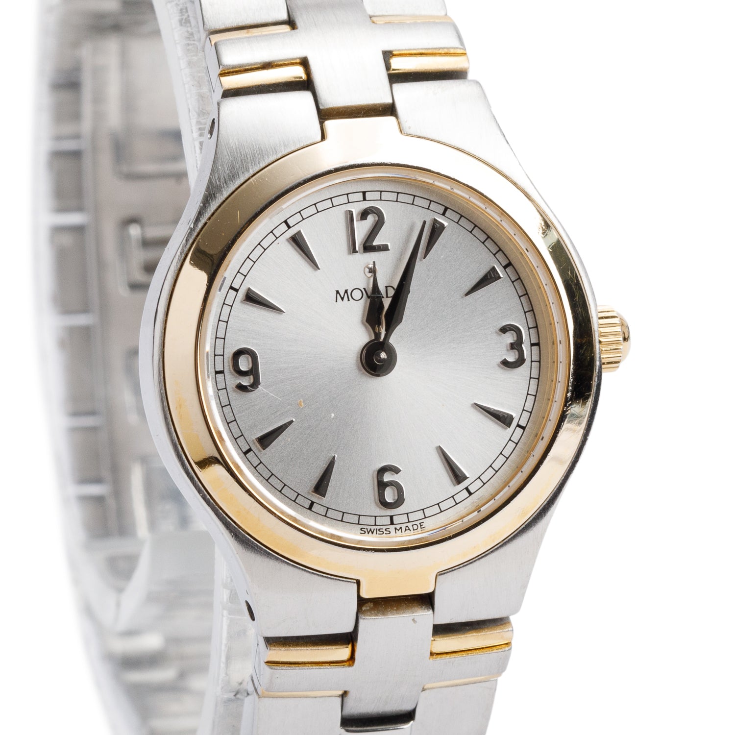 Movado Gold-Plated & Stainless Steel Juro 24 MM Quartz Watch Silver Dial