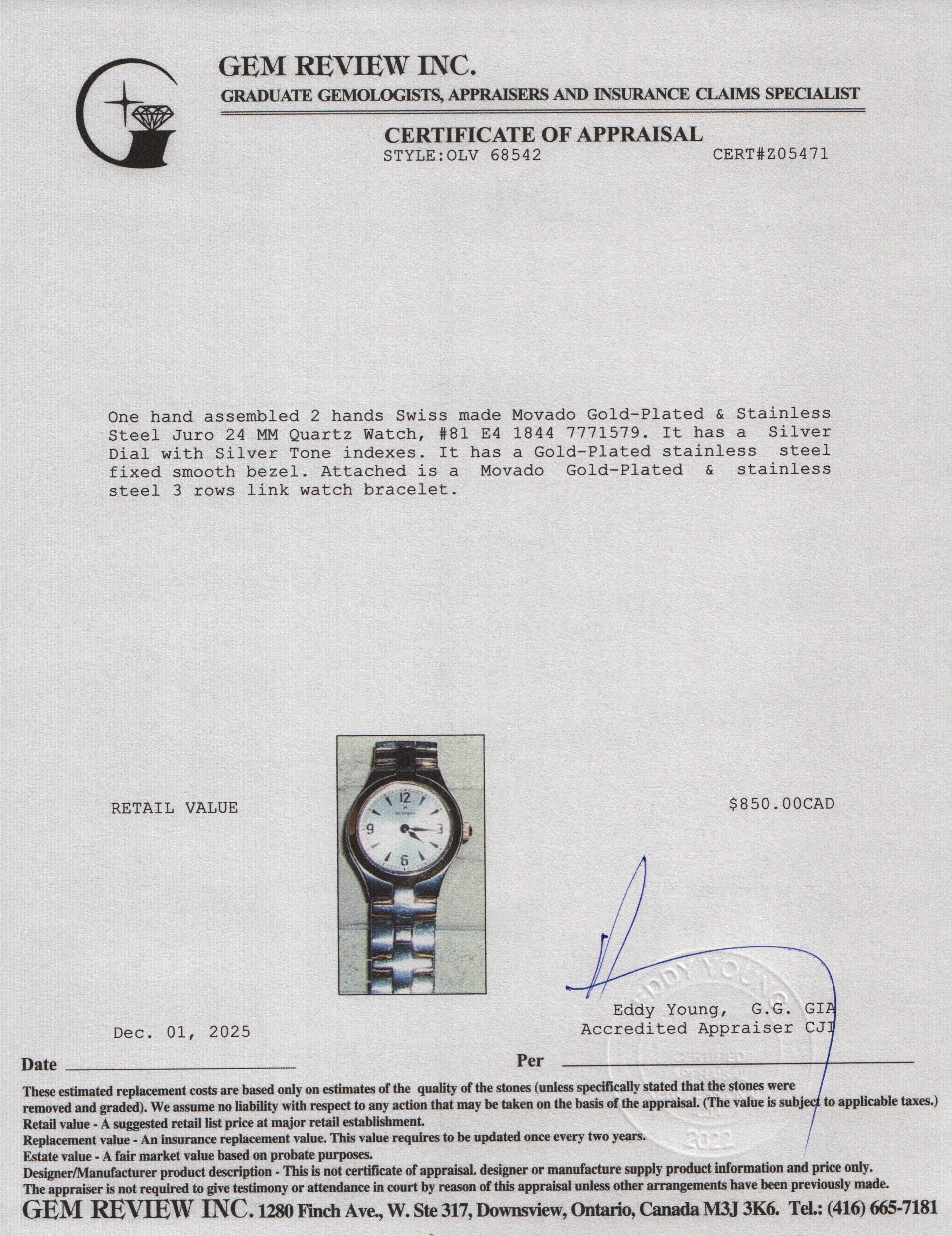 Movado Gold-Plated & Stainless Steel Juro 24 MM Quartz Watch Silver Dial