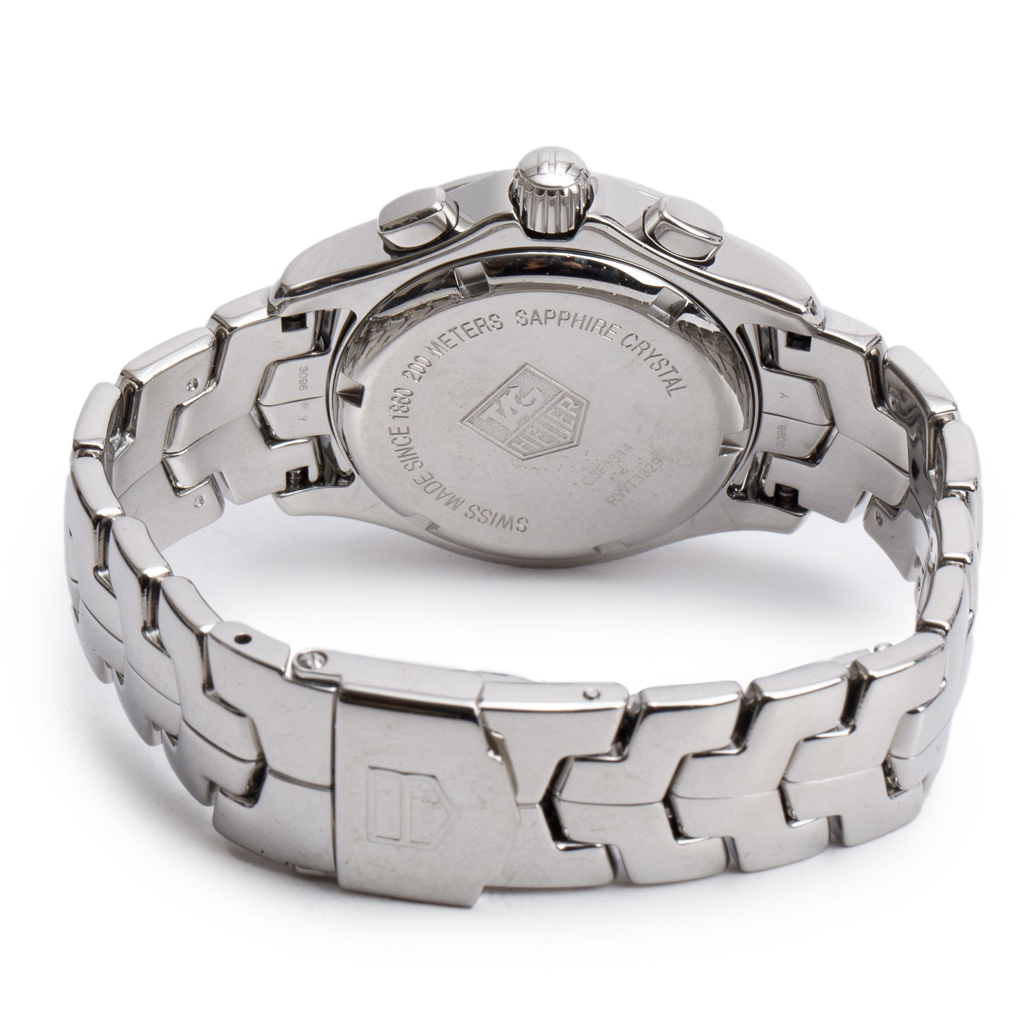 Tag Heuer Stainless Steel Link Diamond Bezel 33 MM Chronograph Quartz Watch Mother of Pearl Diamond Dial CJF1314 w/ Box & Papers